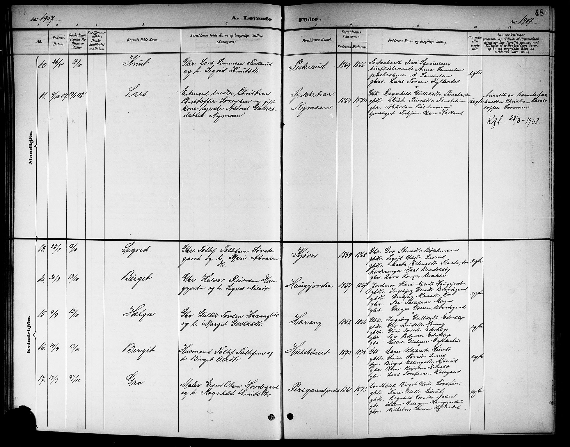 Nore kirkebøker, SAKO/A-238/G/Gb/L0003: Parish register (copy) no. II 3, 1894-1923, p. 48
