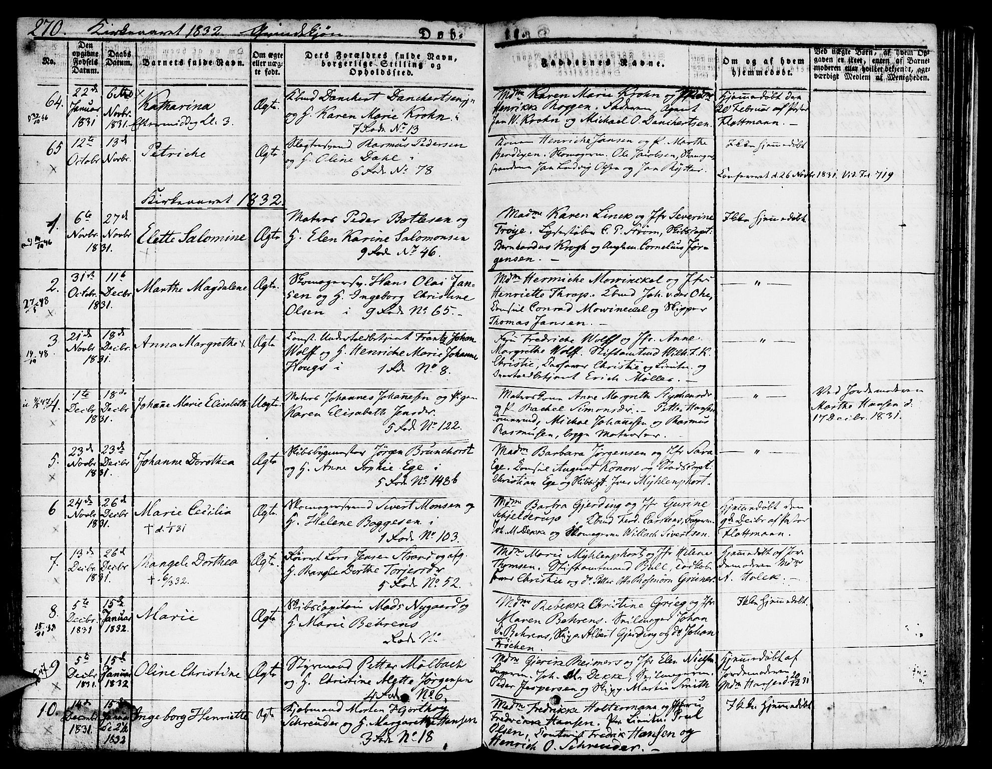 Nykirken Sokneprestembete, SAB/A-77101/H/Hab: Parish register (copy) no. A 5I, 1821-1841, p. 270