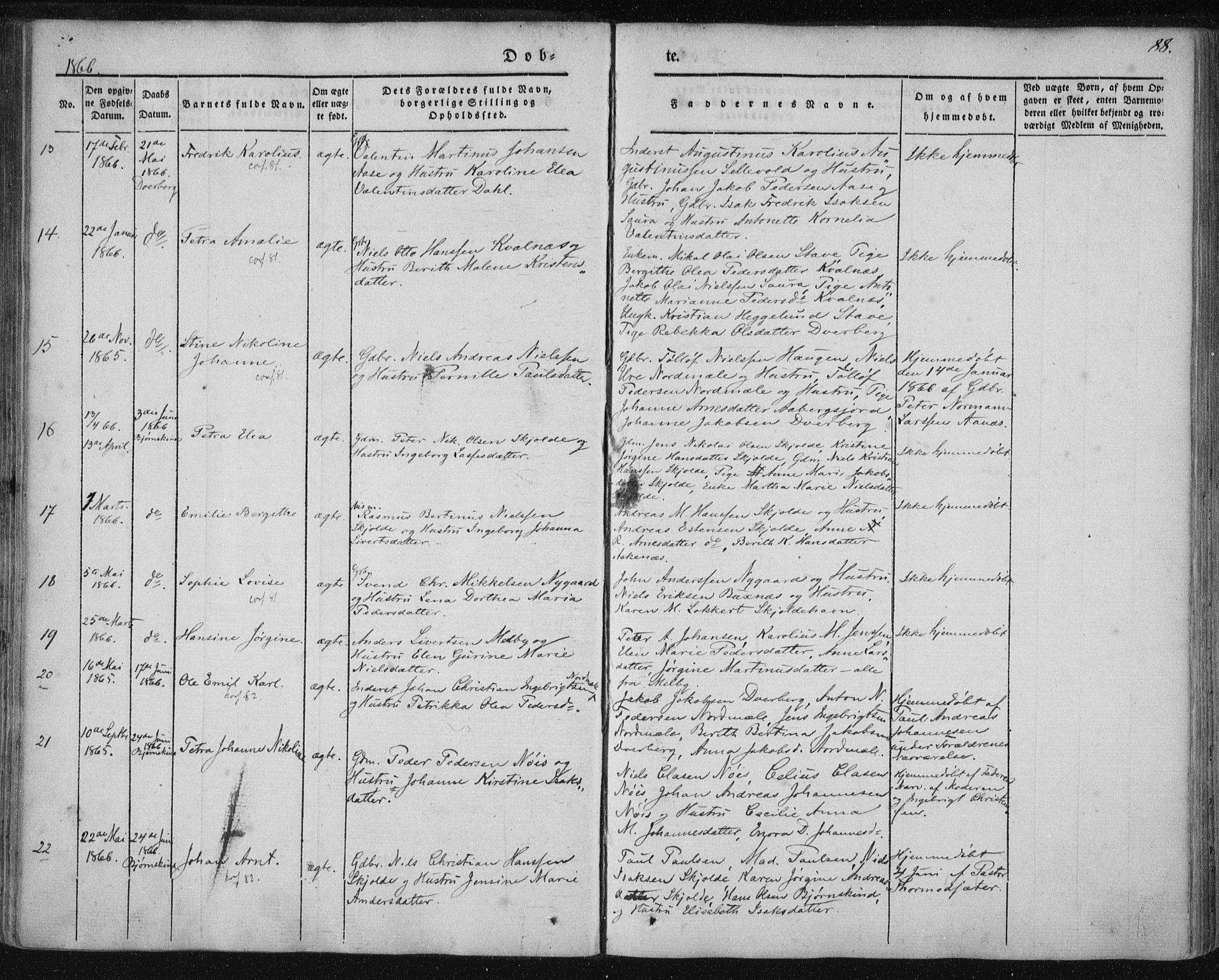 Ministerialprotokoller, klokkerbøker og fødselsregistre - Nordland, SAT/A-1459/897/L1396: Parish register (official) no. 897A04, 1842-1866, p. 88