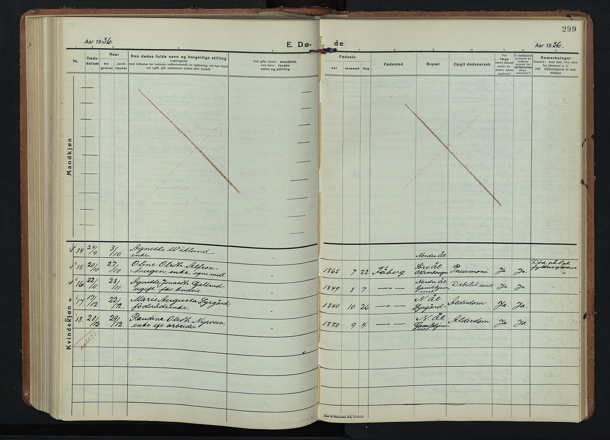 Fåberg prestekontor, AV/SAH-PREST-086/H/Ha/Hab/L0015: Parish register (copy) no. 15, 1924-1949, p. 299