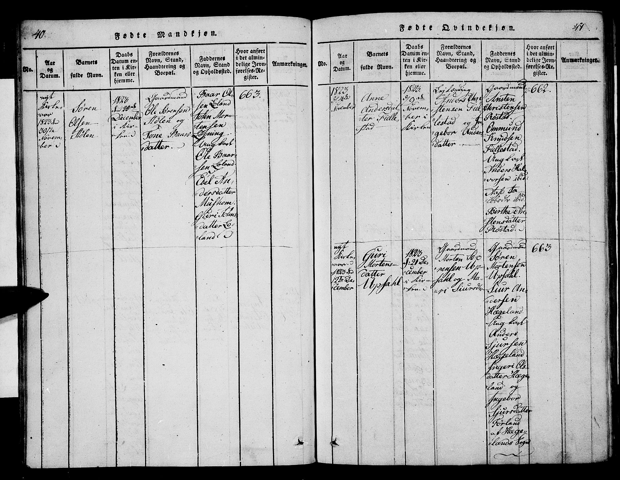 Vennesla sokneprestkontor, AV/SAK-1111-0045/Fa/Fac/L0003: Parish register (official) no. A 3, 1820-1834, p. 40-41