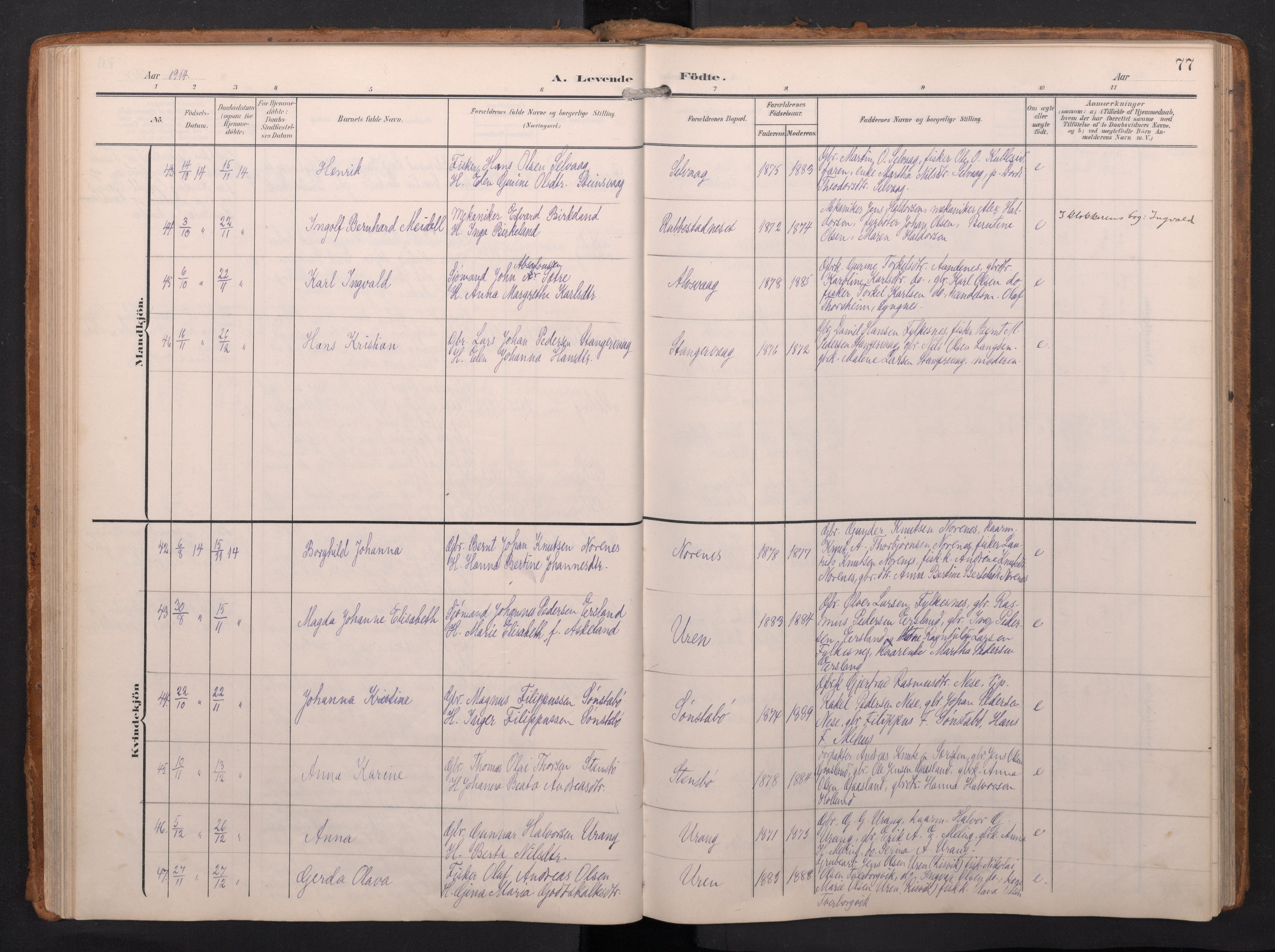 Finnås sokneprestembete, AV/SAB-A-99925/H/Ha/Haa/Haac/L0003: Parish register (official) no. C 3, 1905-1917, p. 77