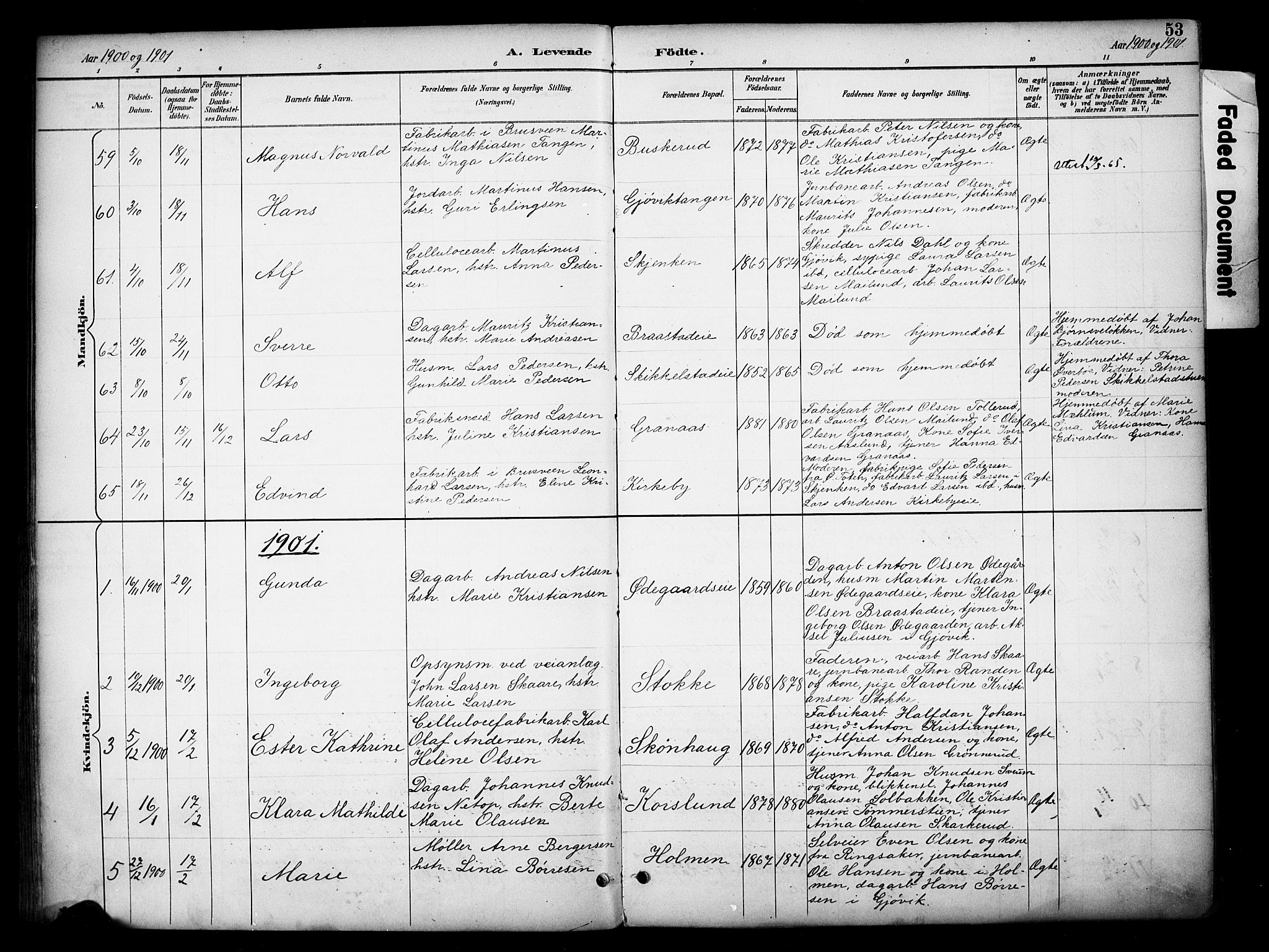 Vardal prestekontor, SAH/PREST-100/H/Ha/Haa/L0012: Parish register (official) no. 12, 1893-1904, p. 53