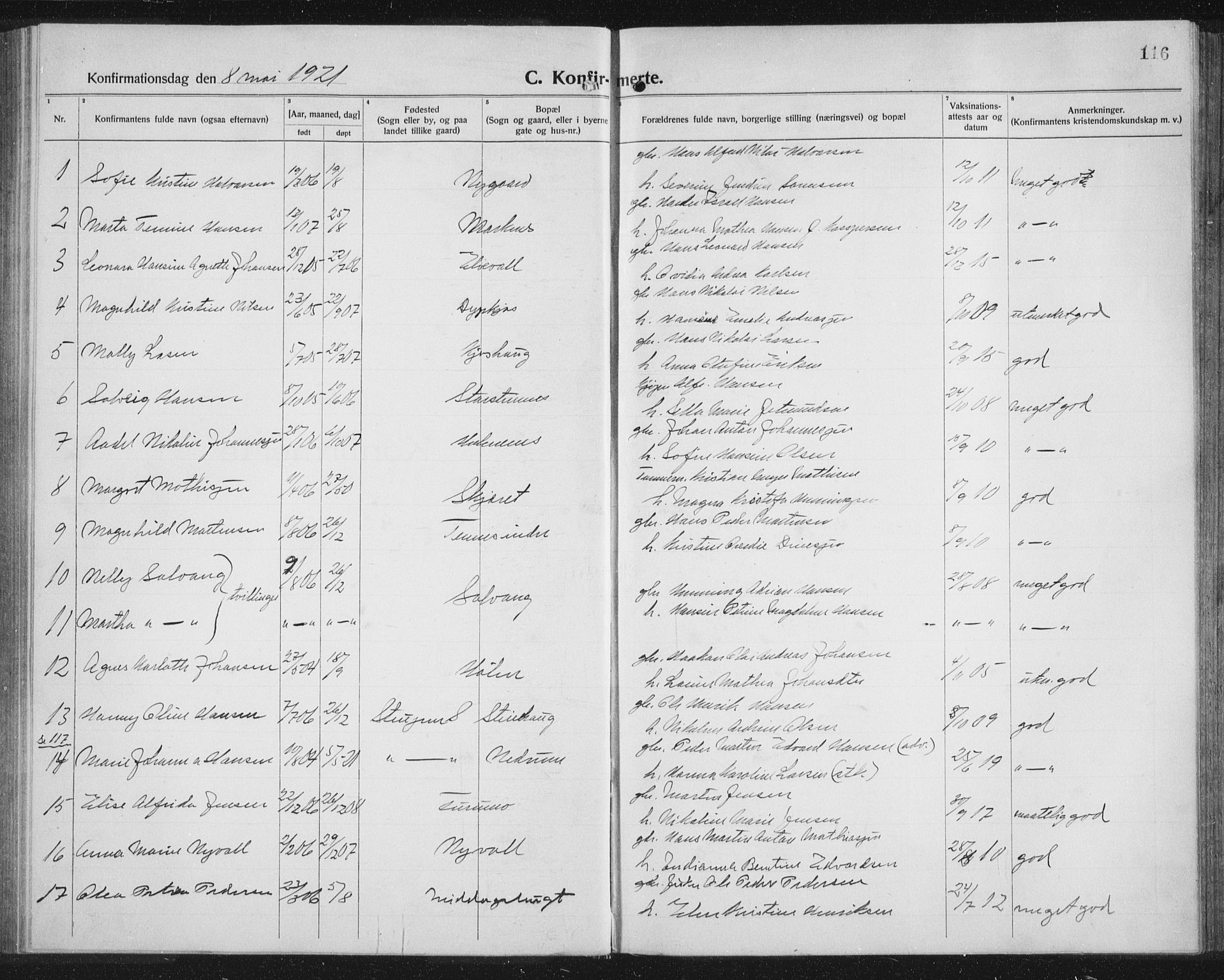 Balsfjord sokneprestembete, SATØ/S-1303/G/Ga/L0010klokker: Parish register (copy) no. 10, 1921-1936, p. 116