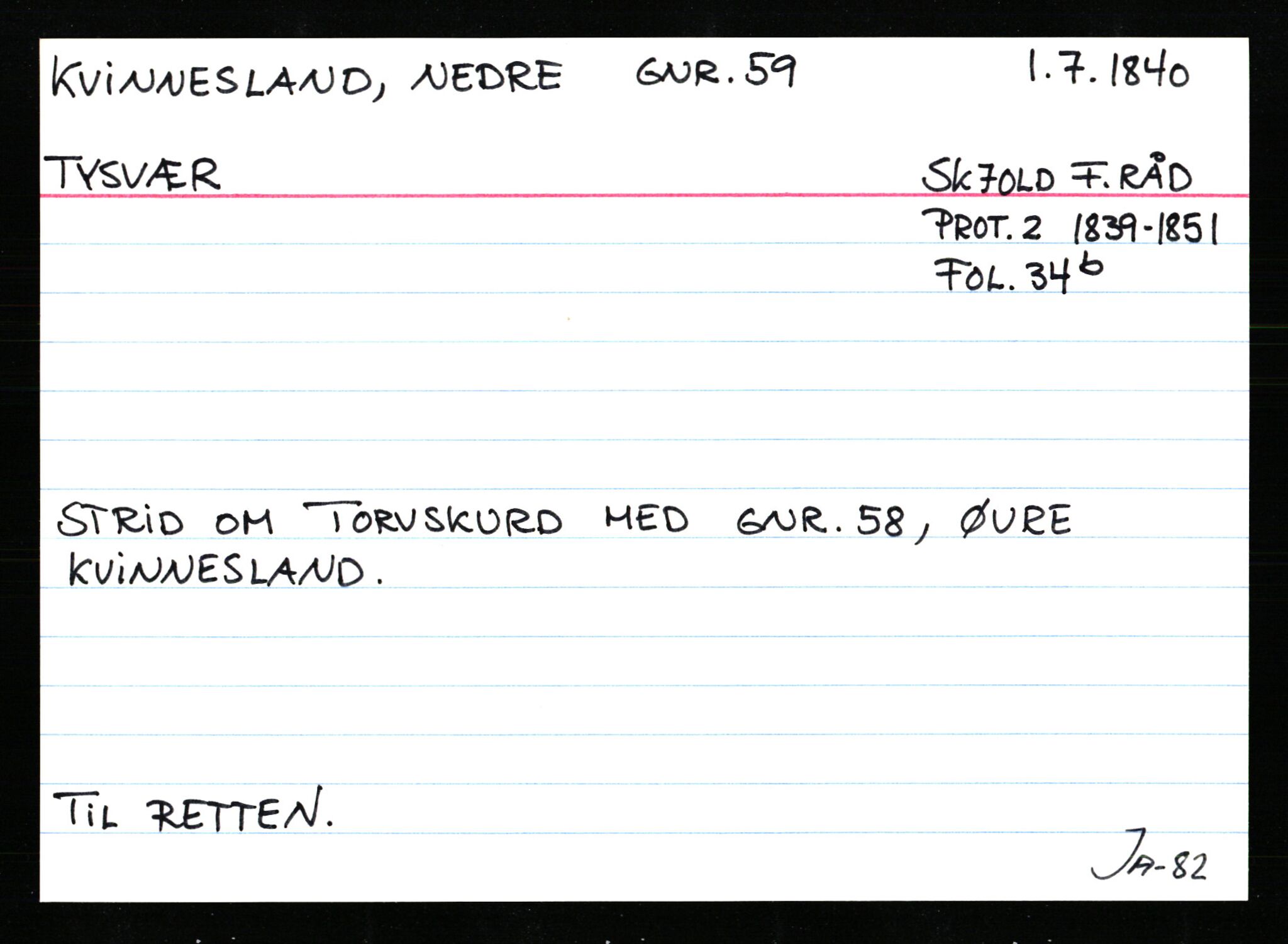 Statsarkivet i Stavanger, AV/SAST-A-101971/03/Y/Ym/L0033: Åstedskort sortert etter gårdsnavn: Kvelland - Lagestranden, 1600-1950, p. 158