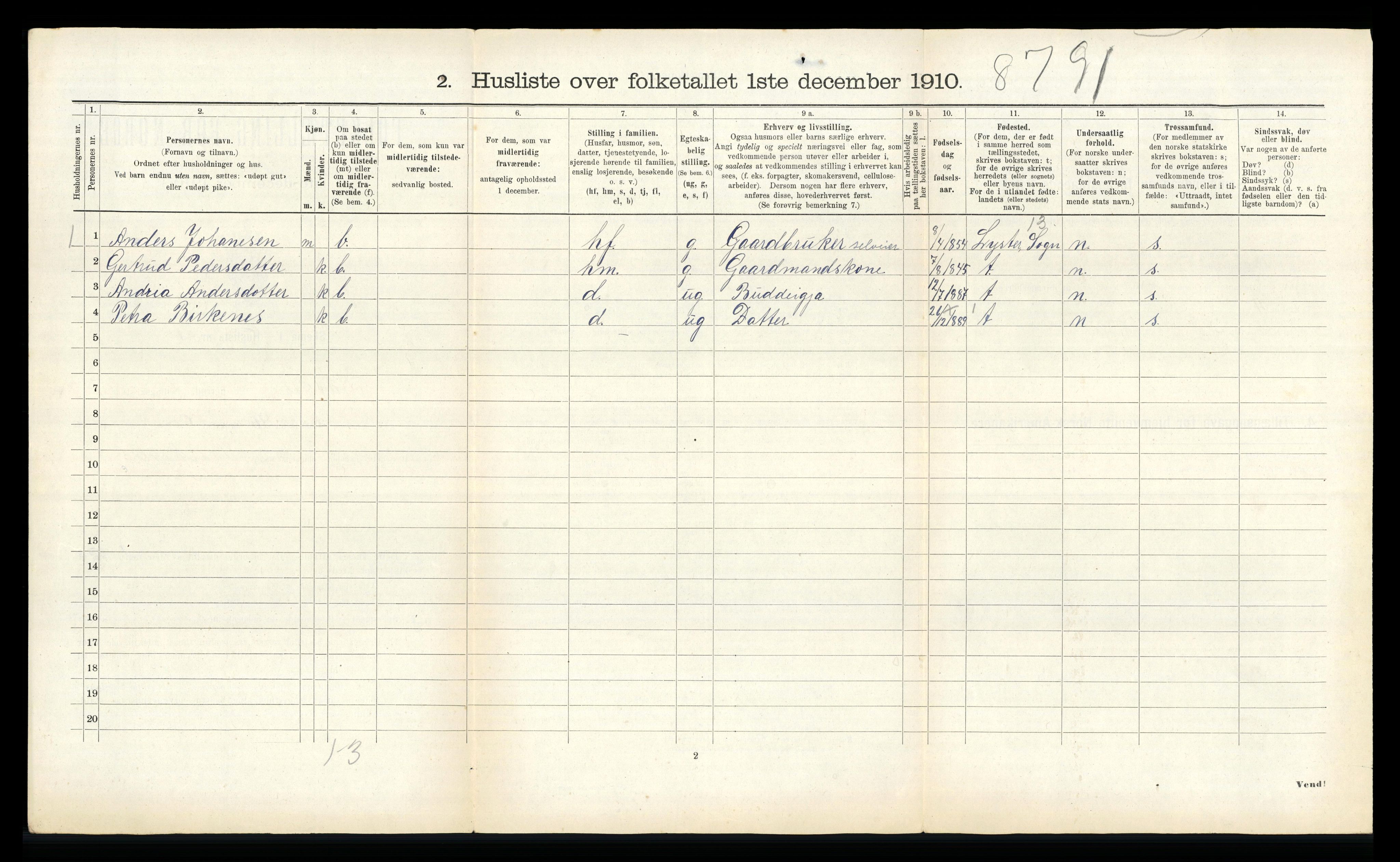 RA, 1910 census for Hafslo, 1910, p. 682