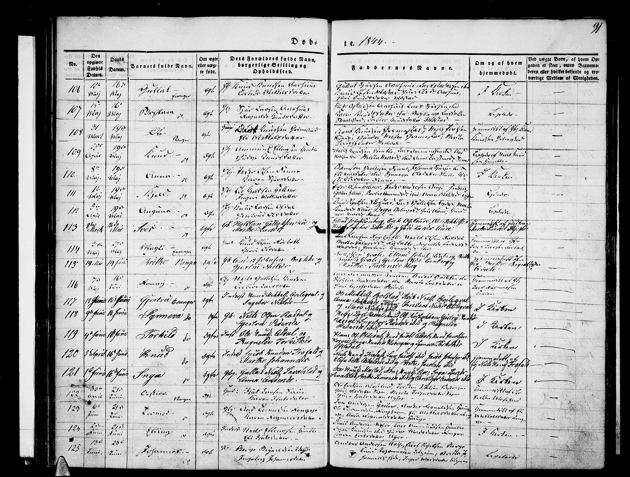 Voss sokneprestembete, SAB/A-79001/H/Haa: Parish register (official) no. A 13, 1836-1851, p. 91