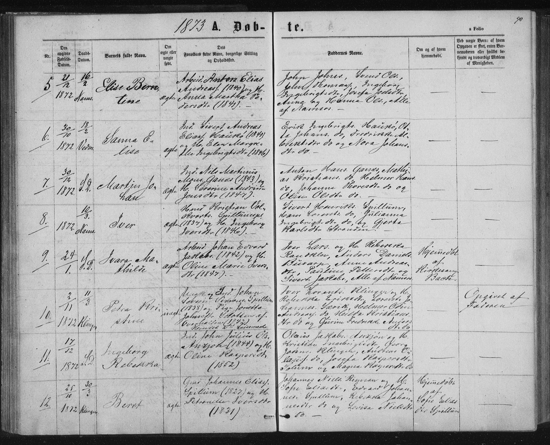 Ministerialprotokoller, klokkerbøker og fødselsregistre - Nord-Trøndelag, SAT/A-1458/768/L0570: Parish register (official) no. 768A05, 1865-1874, p. 90