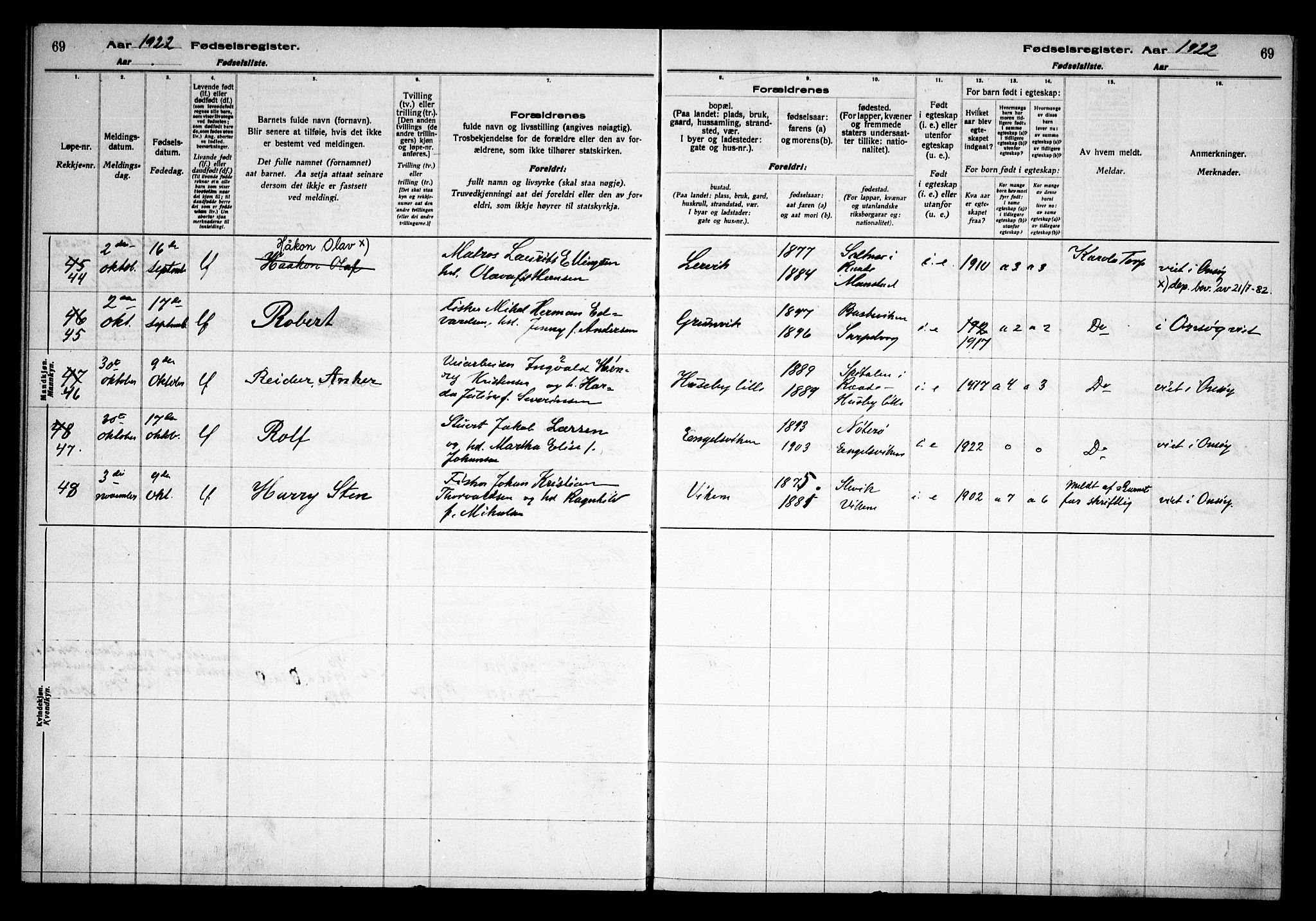 Onsøy prestekontor Kirkebøker, AV/SAO-A-10914/J/Ja/L0001: Birth register no. I 1, 1916-1937, p. 69