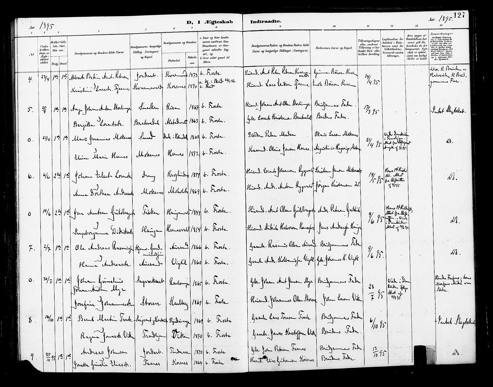 Ministerialprotokoller, klokkerbøker og fødselsregistre - Nord-Trøndelag, SAT/A-1458/713/L0121: Parish register (official) no. 713A10, 1888-1898, p. 127