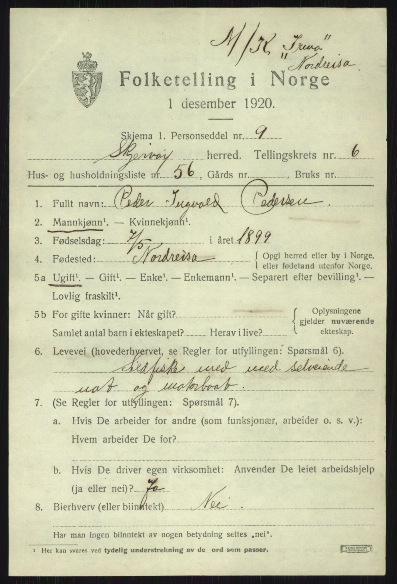 SATØ, 1920 census for Skjervøy, 1920, p. 4273