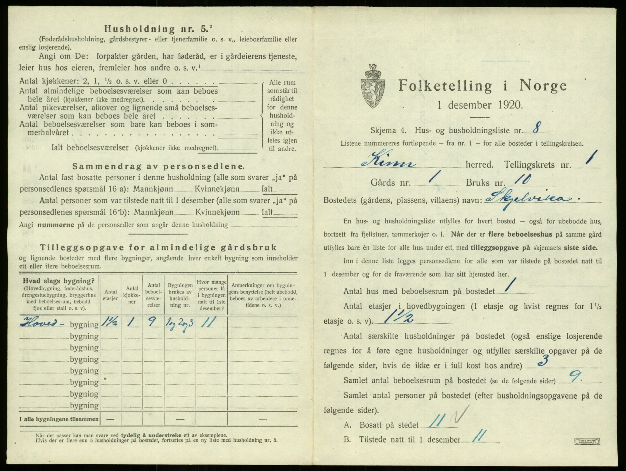 SAB, 1920 census for Kinn, 1920, p. 128