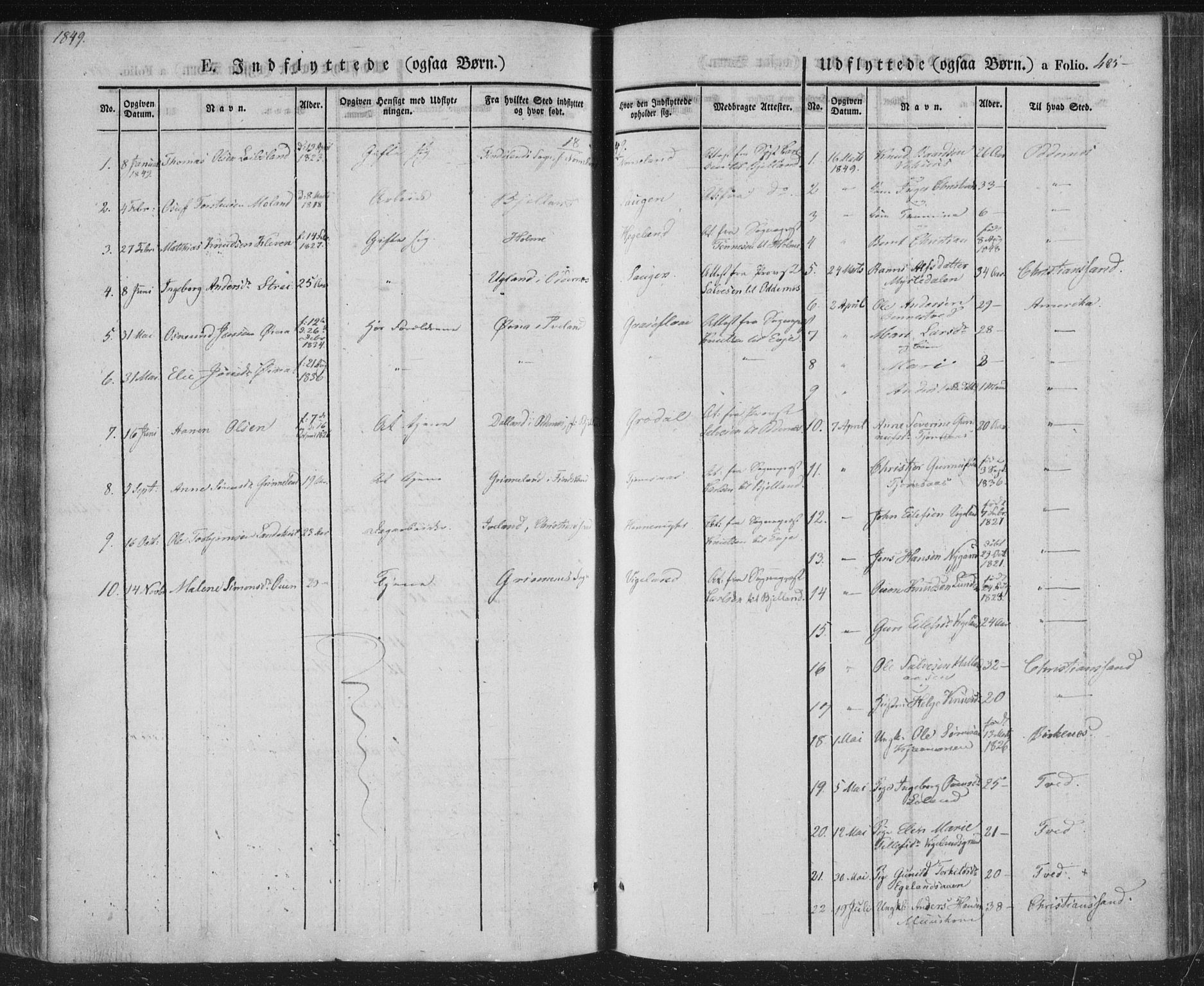 Vennesla sokneprestkontor, AV/SAK-1111-0045/Fa/Fac/L0004: Parish register (official) no. A 4, 1834-1855, p. 485