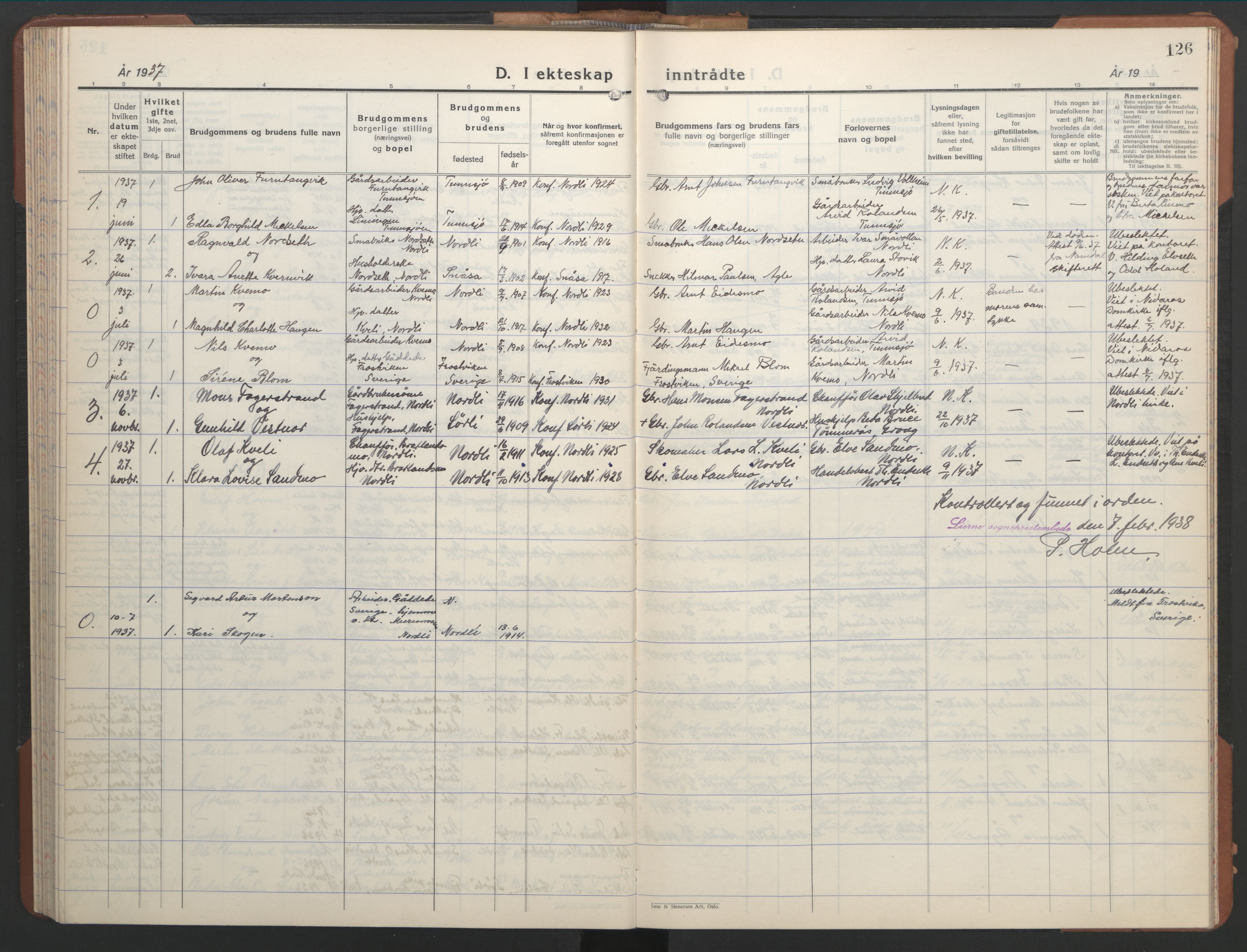 Ministerialprotokoller, klokkerbøker og fødselsregistre - Nord-Trøndelag, SAT/A-1458/755/L0500: Parish register (copy) no. 755C01, 1920-1962, p. 126