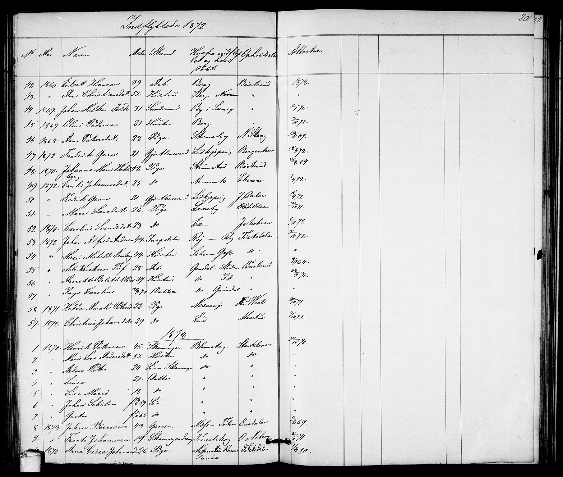 Halden prestekontor Kirkebøker, SAO/A-10909/G/Ga/L0007: Parish register (copy) no. 7, 1869-1884, p. 201
