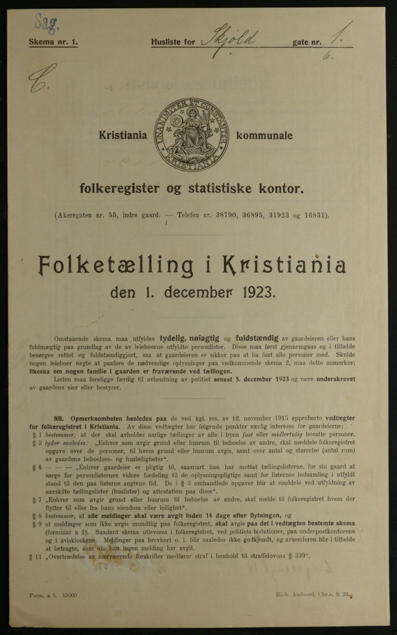 OBA, Municipal Census 1923 for Kristiania, 1923, p. 106440