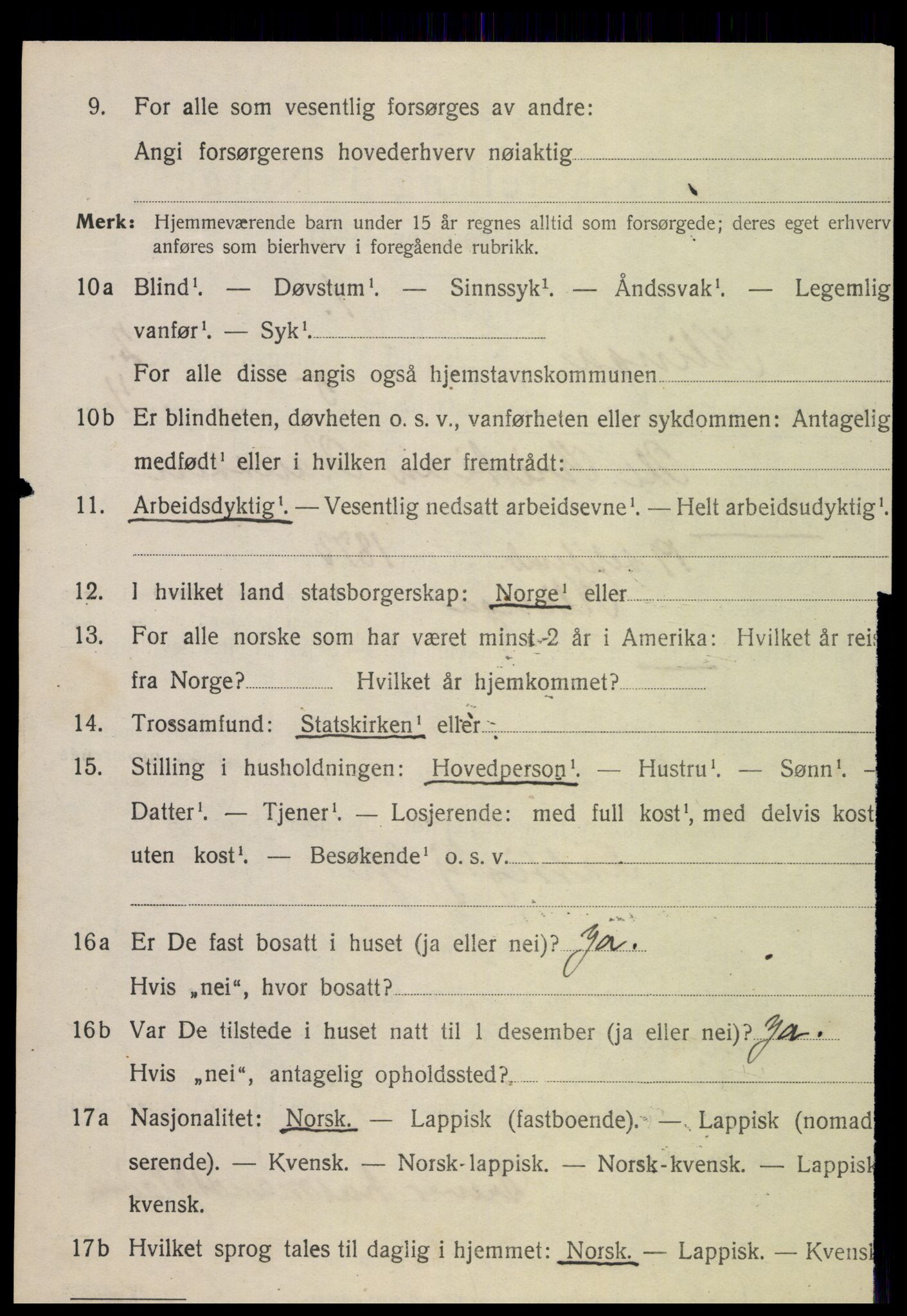 SAT, 1920 census for Klinga, 1920, p. 1420