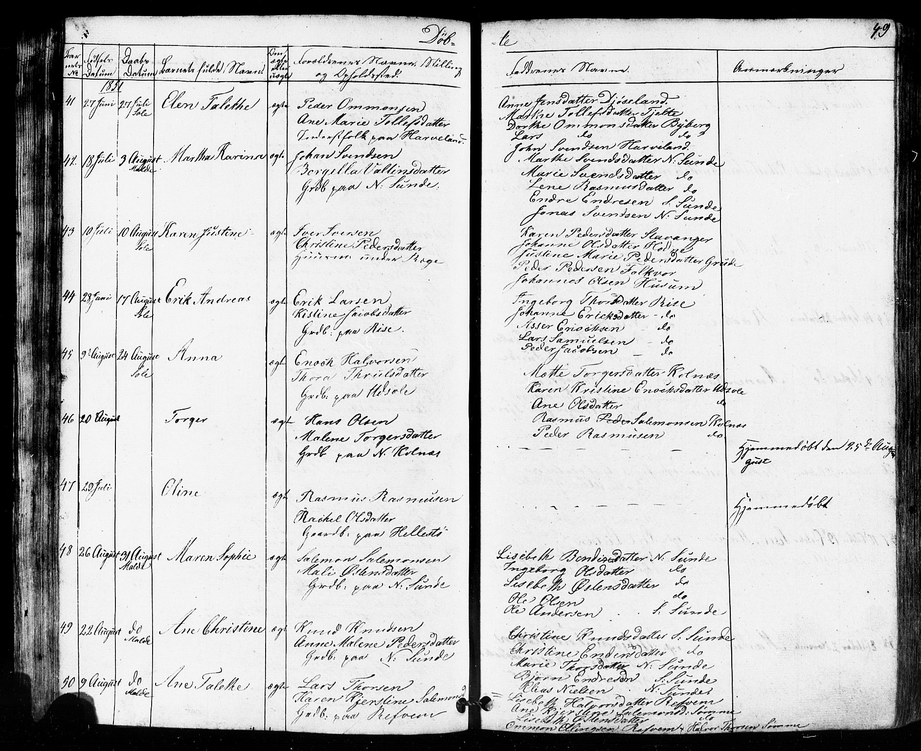 Håland sokneprestkontor, AV/SAST-A-101802/001/30BB/L0002: Parish register (copy) no. B 2, 1845-1872, p. 49