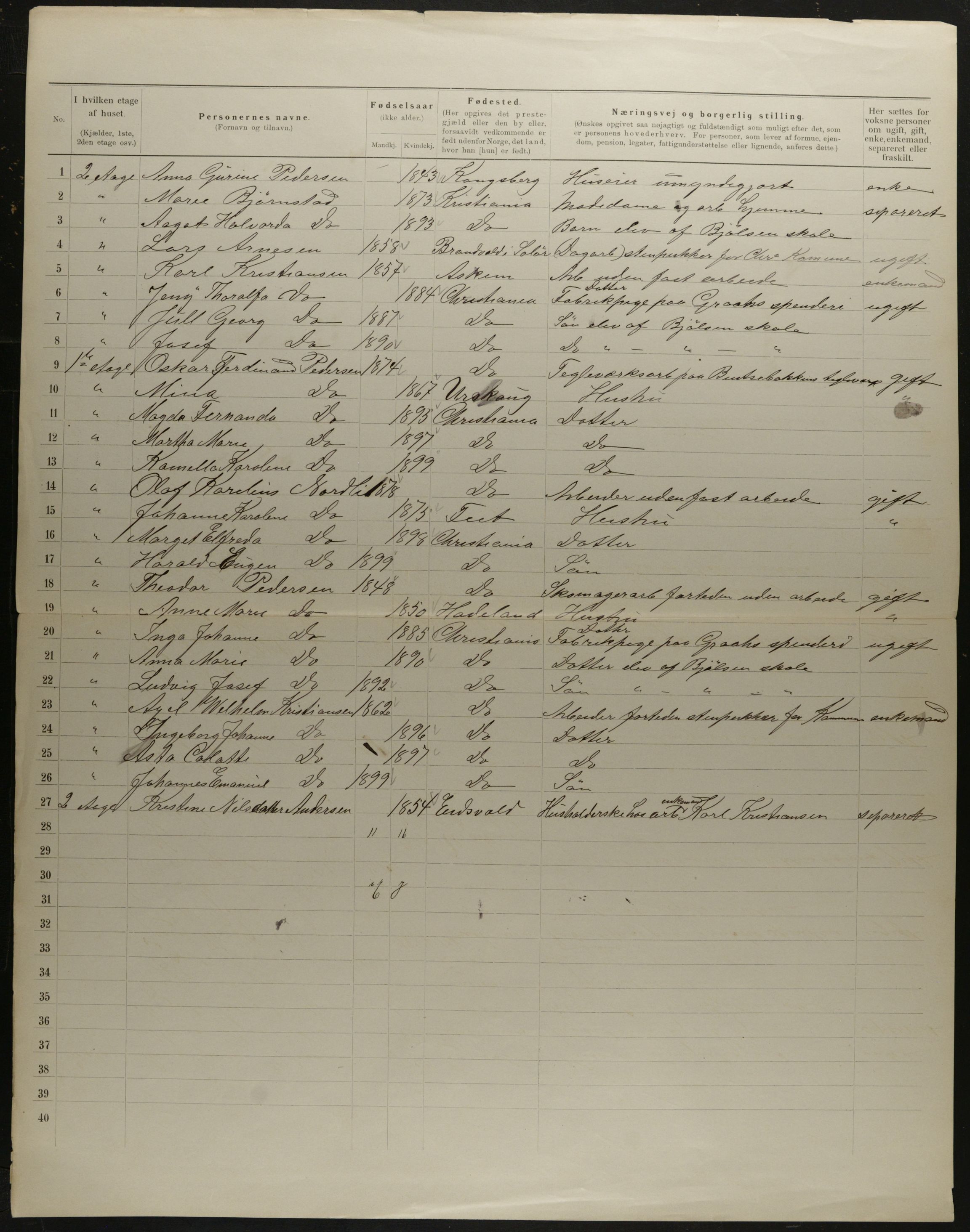 OBA, Municipal Census 1901 for Kristiania, 1901, p. 10120