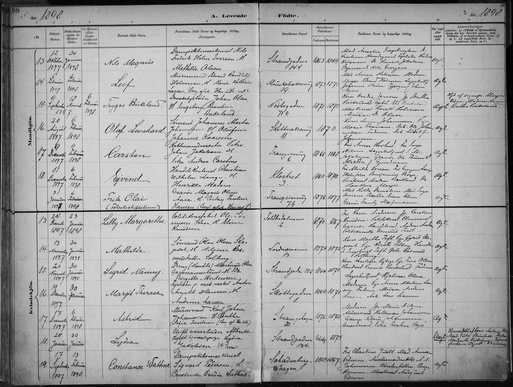 Nykirken Sokneprestembete, AV/SAB-A-77101/H/Haa/L0018: Parish register (official) no. B 6, 1895-1903, p. 88