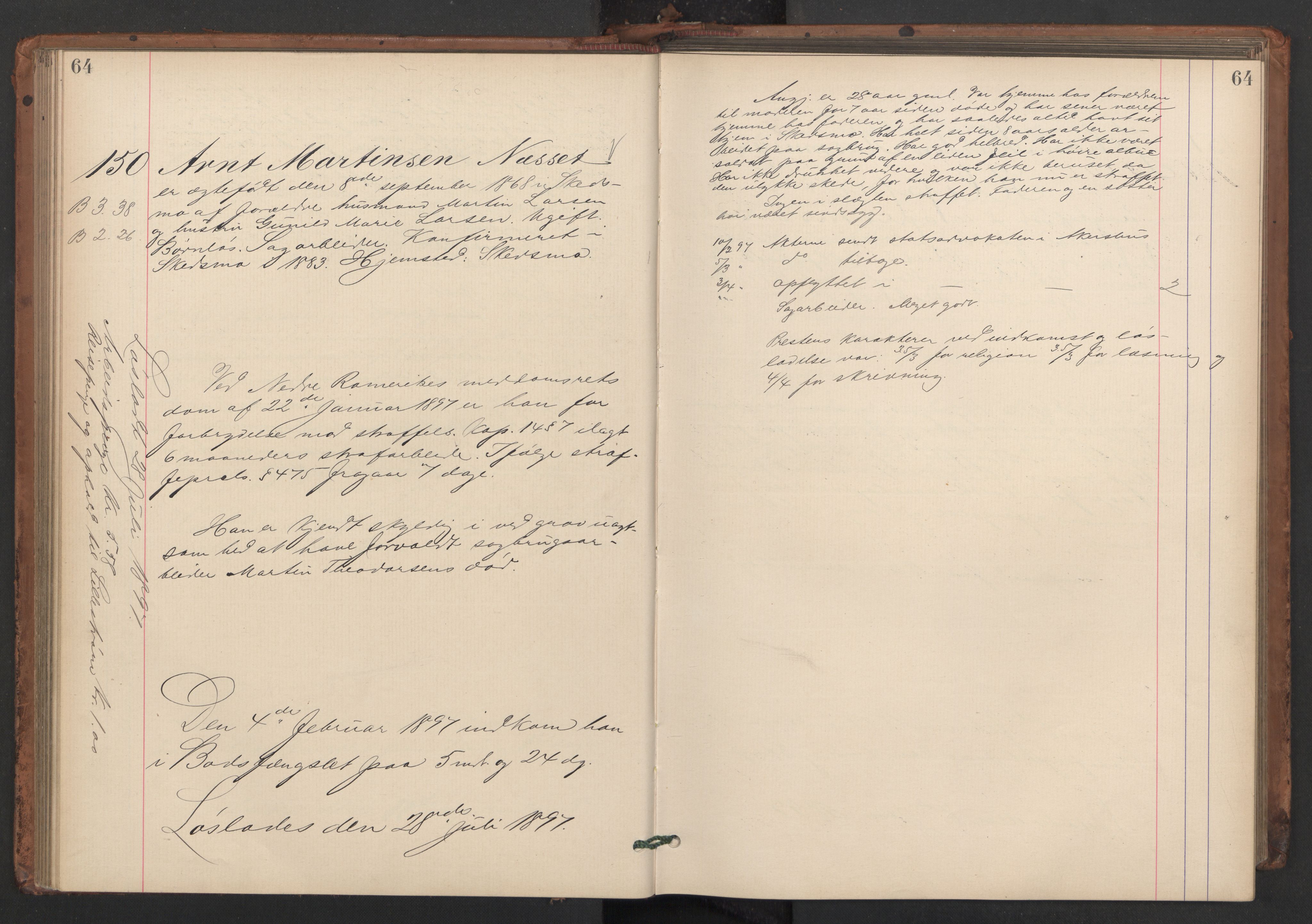 Botsfengslet, AV/RA-S-1539/D/Db/Dbb/L0031: 87j - 368j, 1896-1897, p. 64