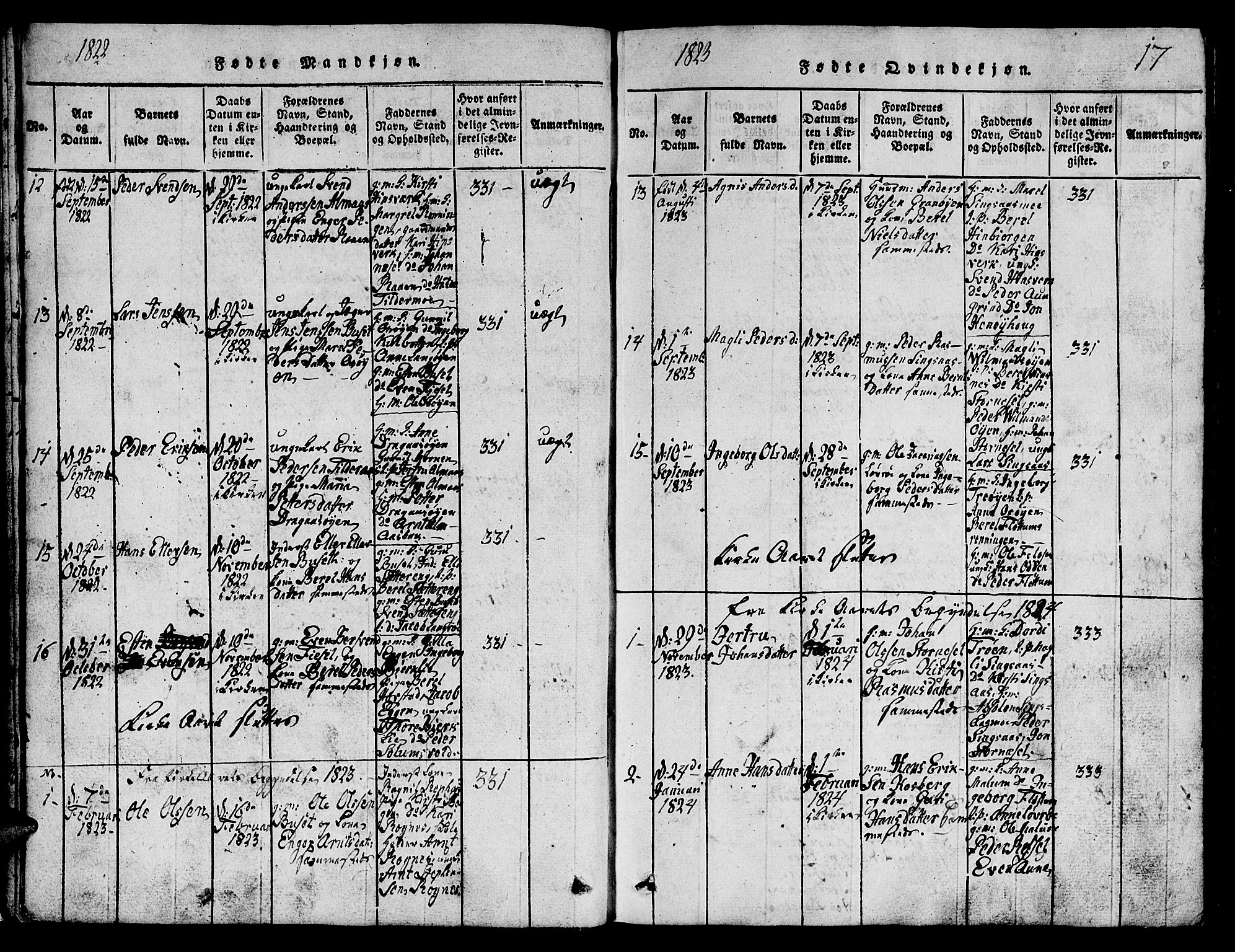 Ministerialprotokoller, klokkerbøker og fødselsregistre - Sør-Trøndelag, SAT/A-1456/688/L1026: Parish register (copy) no. 688C01, 1817-1860, p. 17