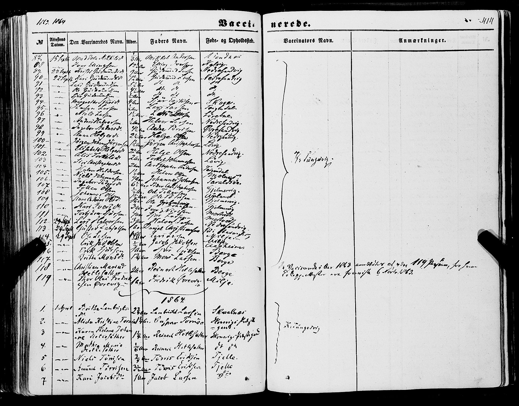 Skånevik sokneprestembete, AV/SAB-A-77801/H/Haa: Parish register (official) no. A 5II, 1848-1869, p. 414