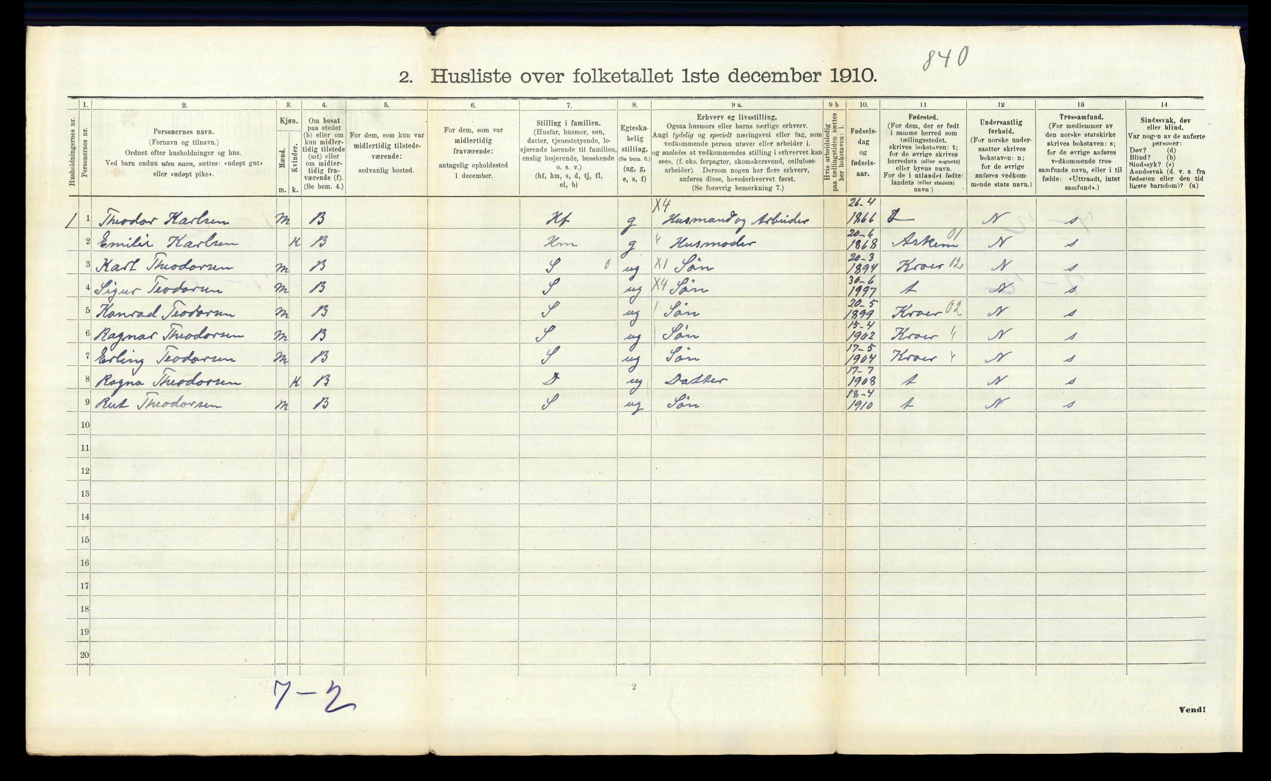 RA, 1910 census for Kråkstad, 1910, p. 330