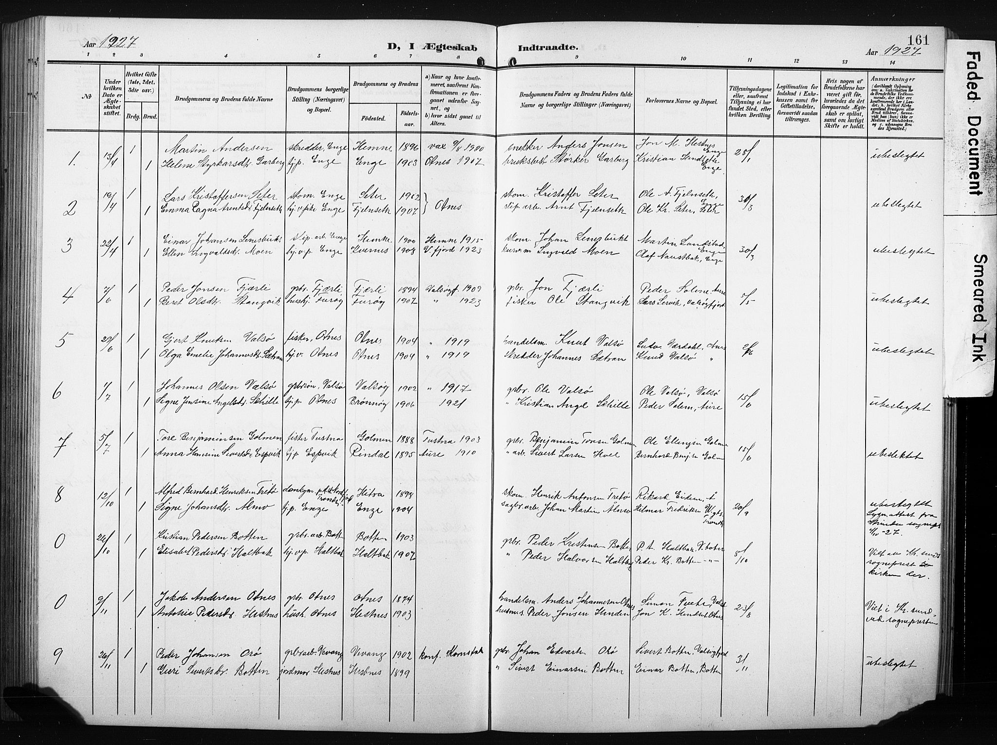 Ministerialprotokoller, klokkerbøker og fødselsregistre - Møre og Romsdal, AV/SAT-A-1454/580/L0927: Parish register (copy) no. 580C02, 1904-1932, p. 161