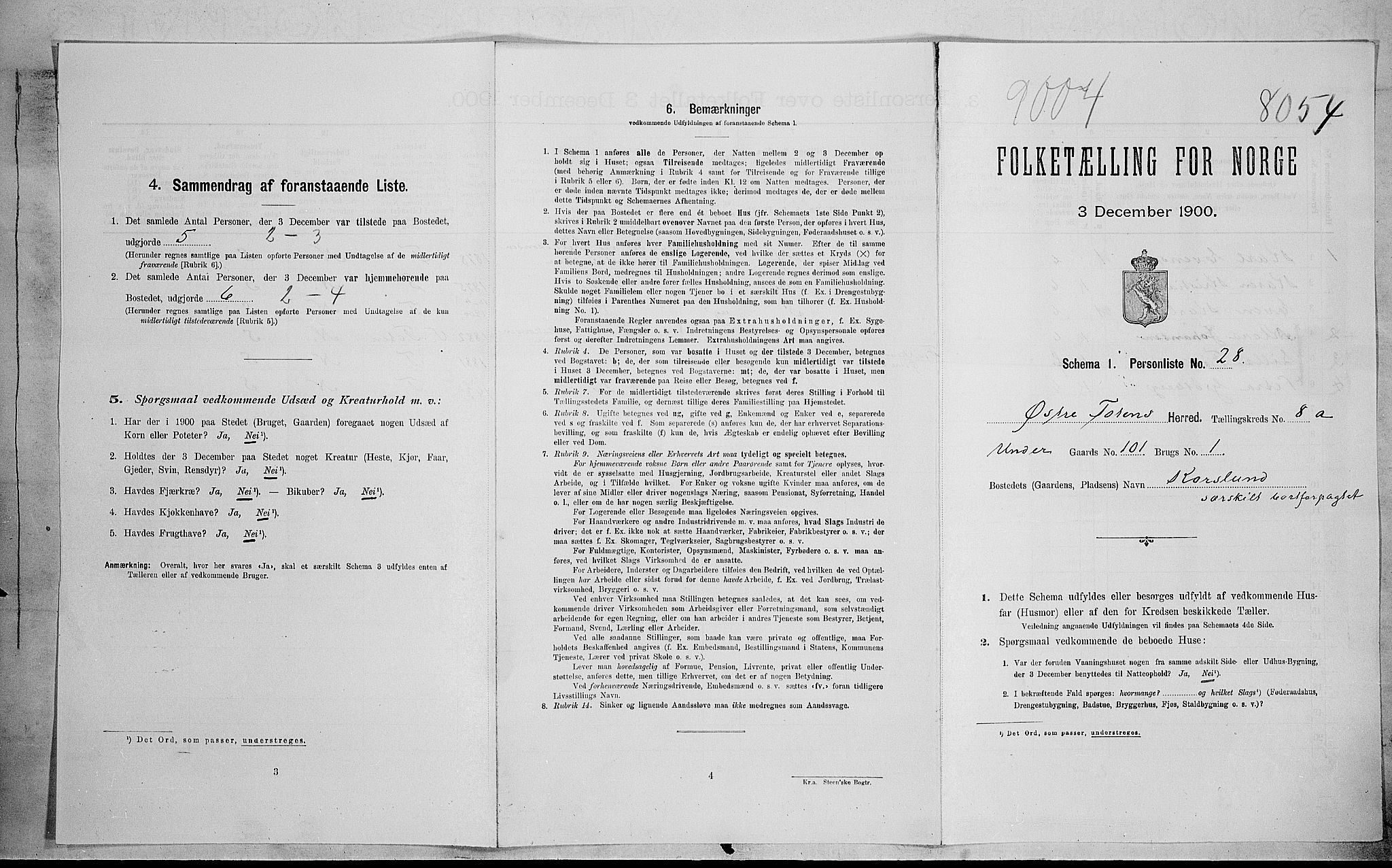 SAH, 1900 census for Østre Toten, 1900, p. 168