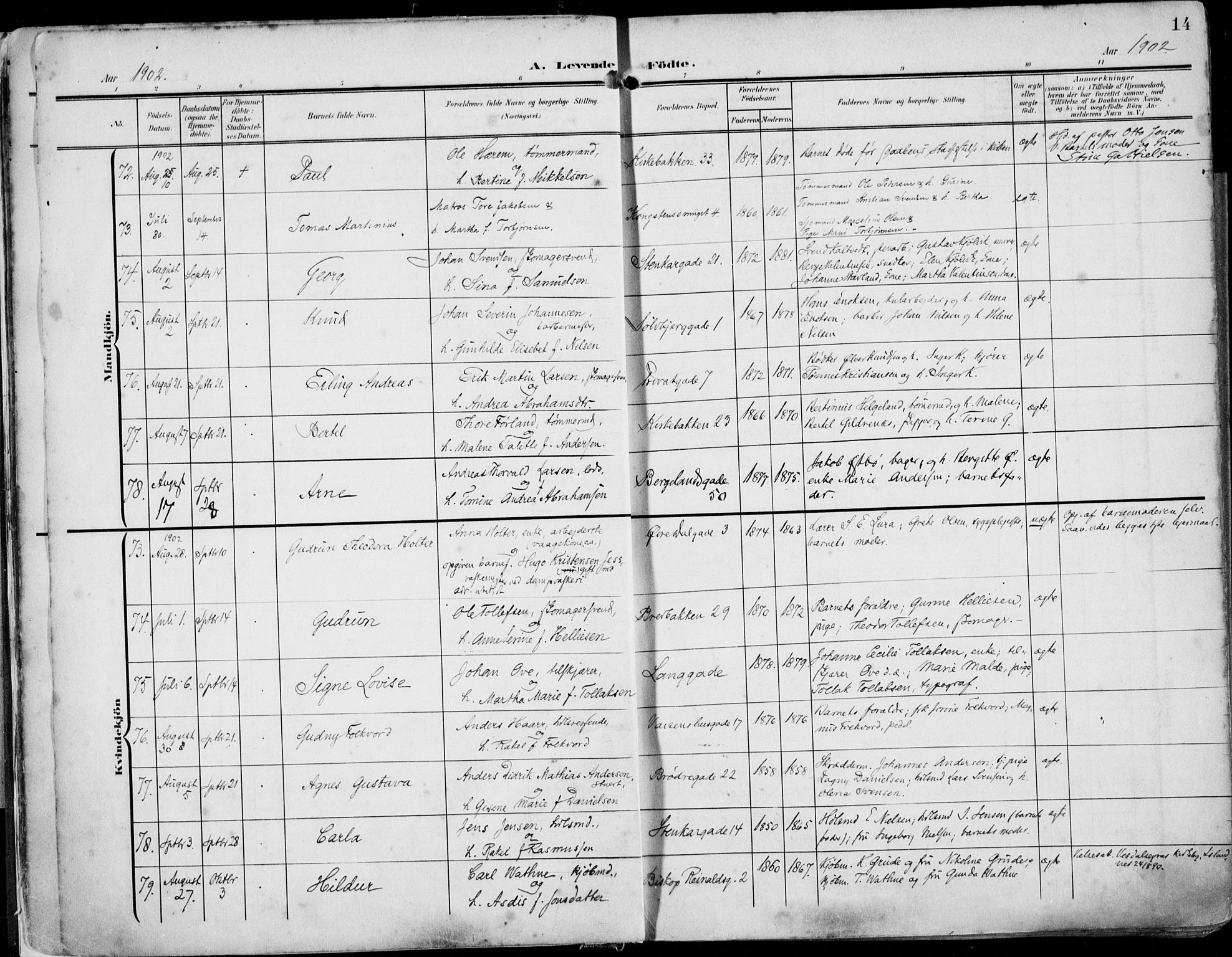 St. Petri sokneprestkontor, SAST/A-101813/002/A/L0005: Parish register (official) no. A 23, 1902-1918, p. 14