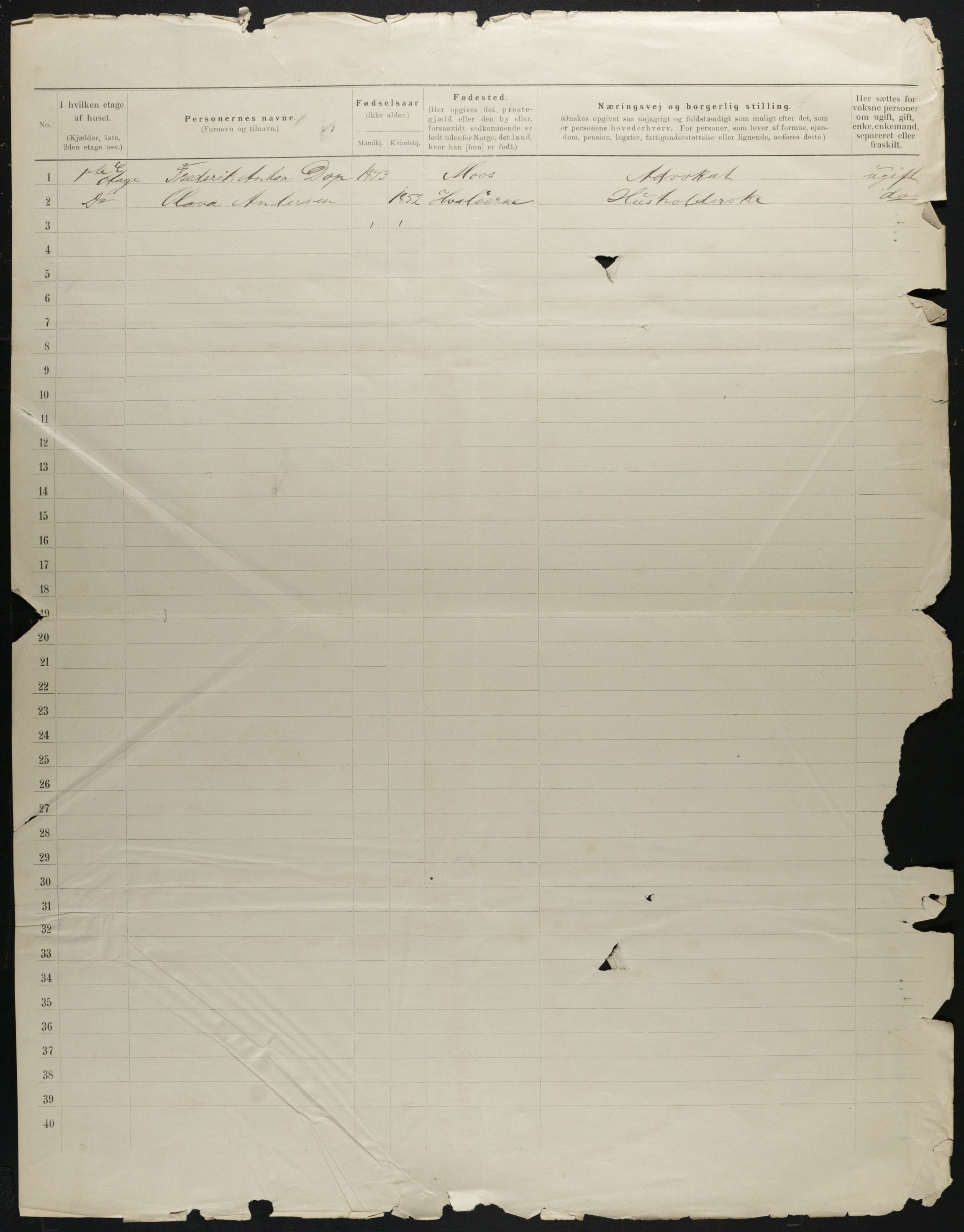 OBA, Municipal Census 1901 for Kristiania, 1901, p. 5