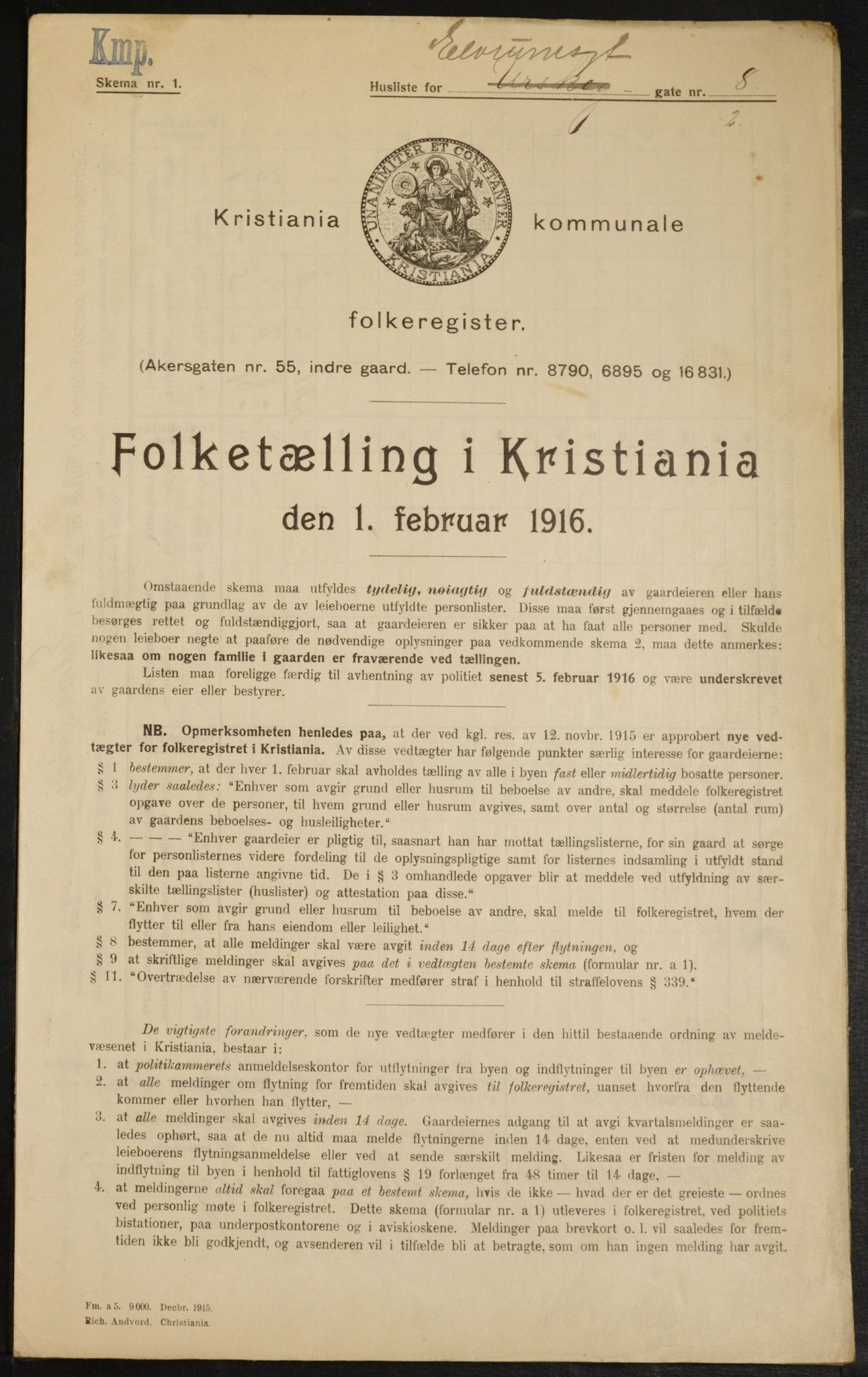 OBA, Municipal Census 1916 for Kristiania, 1916, p. 21331