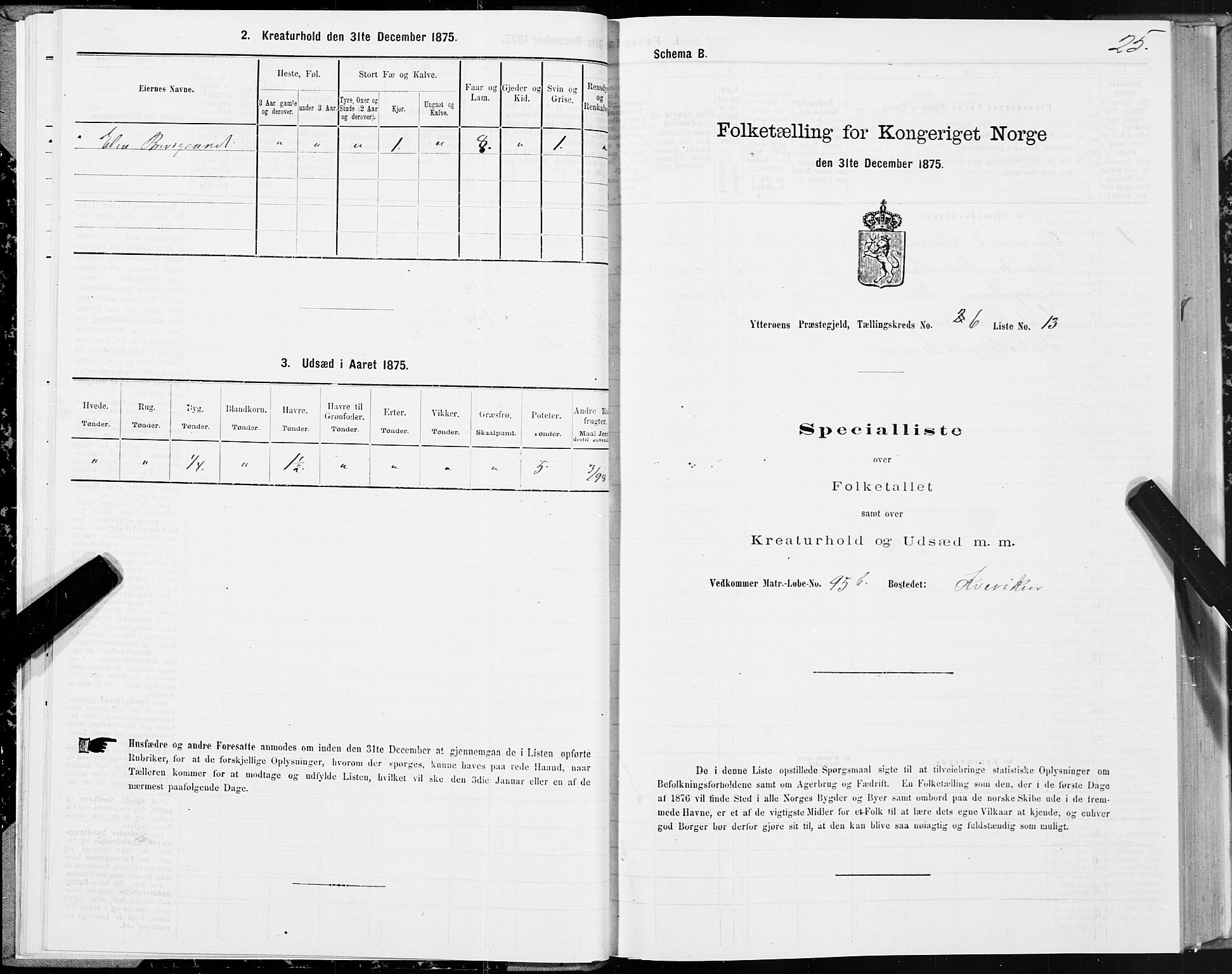 SAT, 1875 census for 1722P Ytterøy, 1875, p. 3025