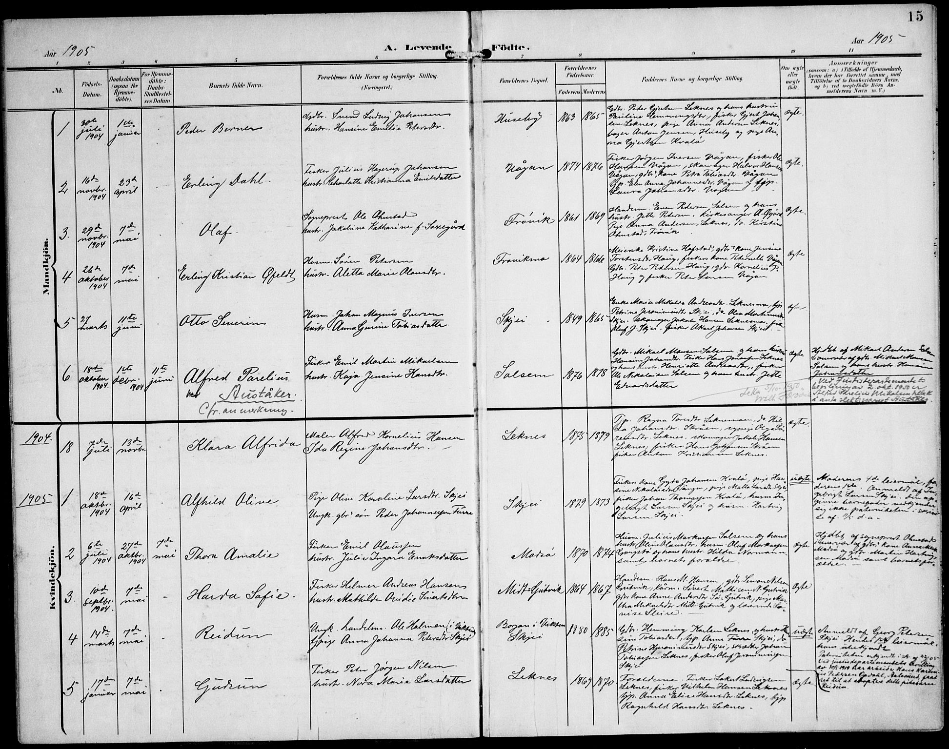 Ministerialprotokoller, klokkerbøker og fødselsregistre - Nord-Trøndelag, AV/SAT-A-1458/788/L0698: Parish register (official) no. 788A05, 1902-1921, p. 15