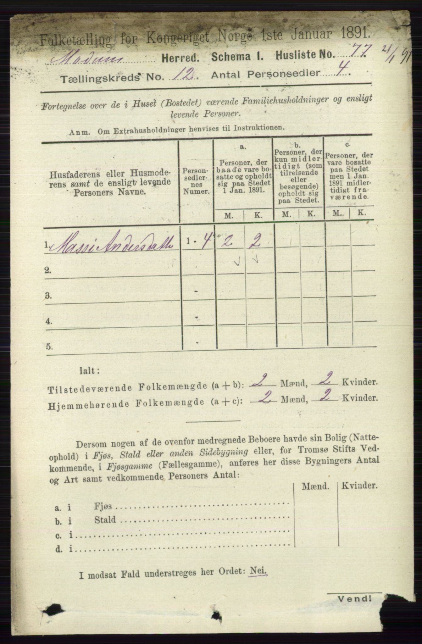 RA, 1891 census for 0623 Modum, 1891, p. 4452