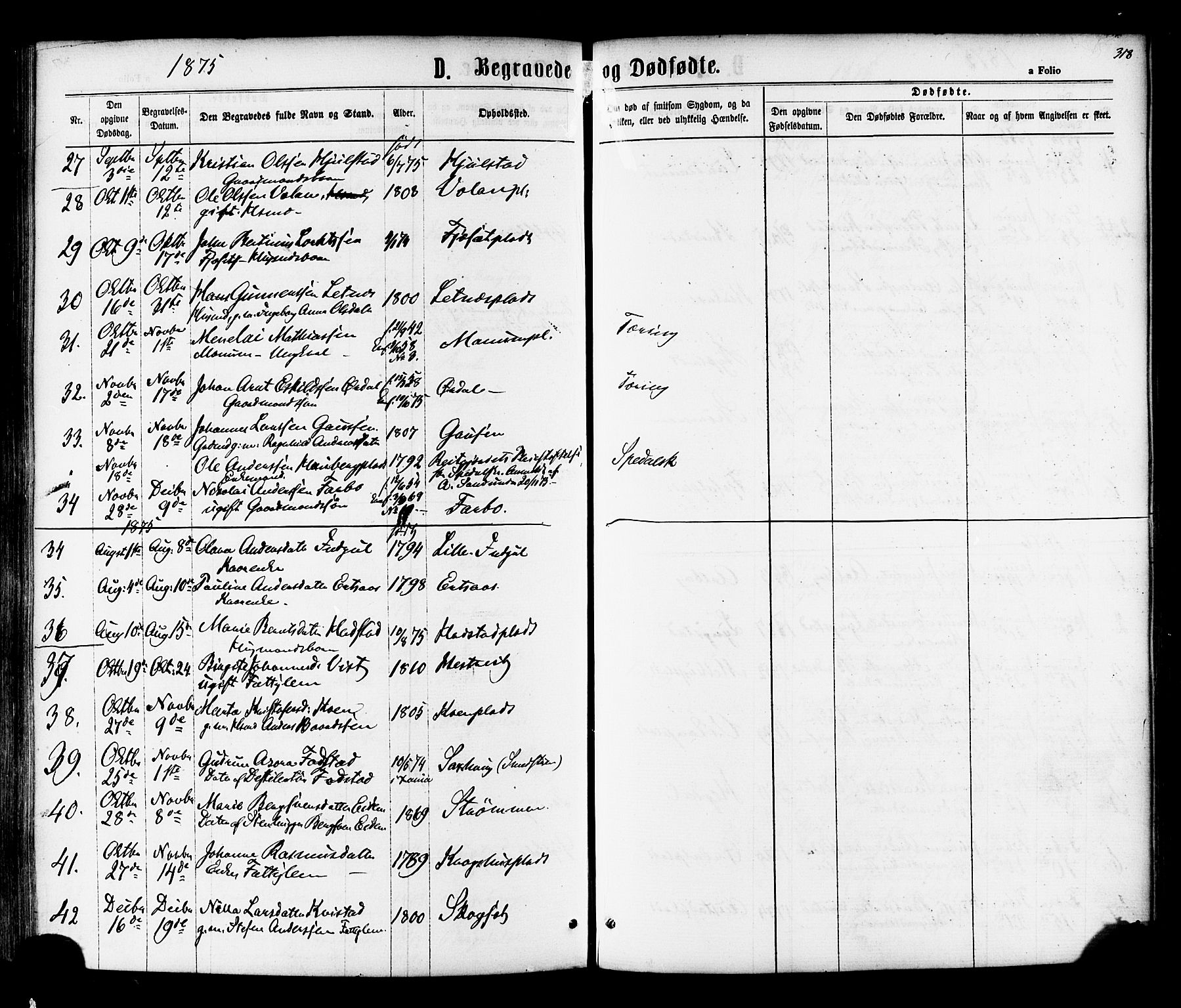 Ministerialprotokoller, klokkerbøker og fødselsregistre - Nord-Trøndelag, SAT/A-1458/730/L0284: Parish register (official) no. 730A09, 1866-1878, p. 318