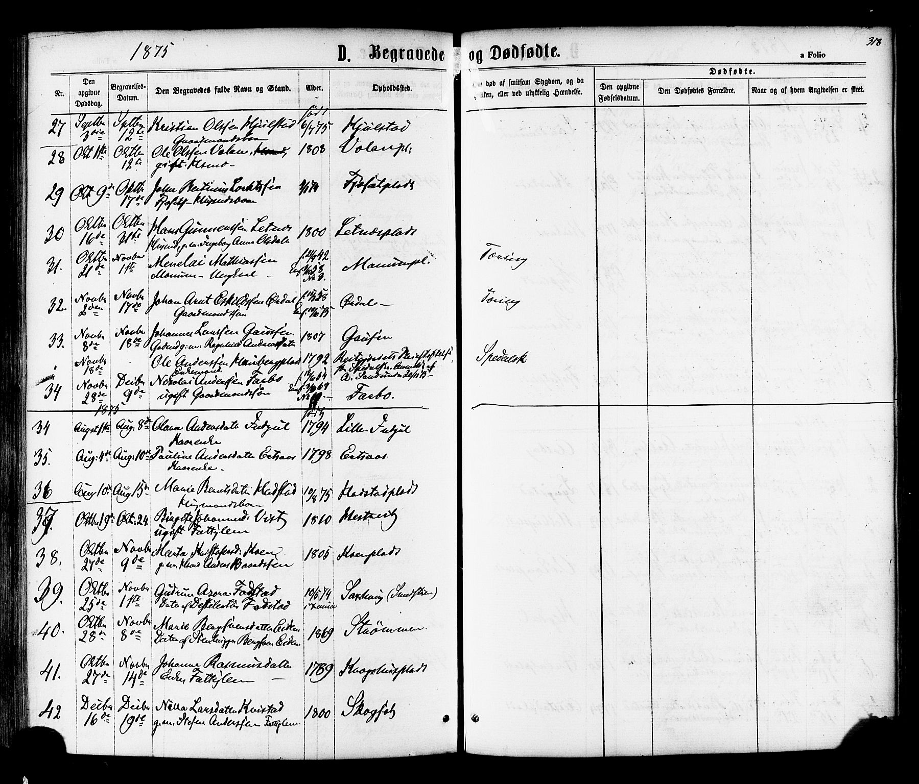 Ministerialprotokoller, klokkerbøker og fødselsregistre - Nord-Trøndelag, AV/SAT-A-1458/730/L0284: Parish register (official) no. 730A09, 1866-1878, p. 318