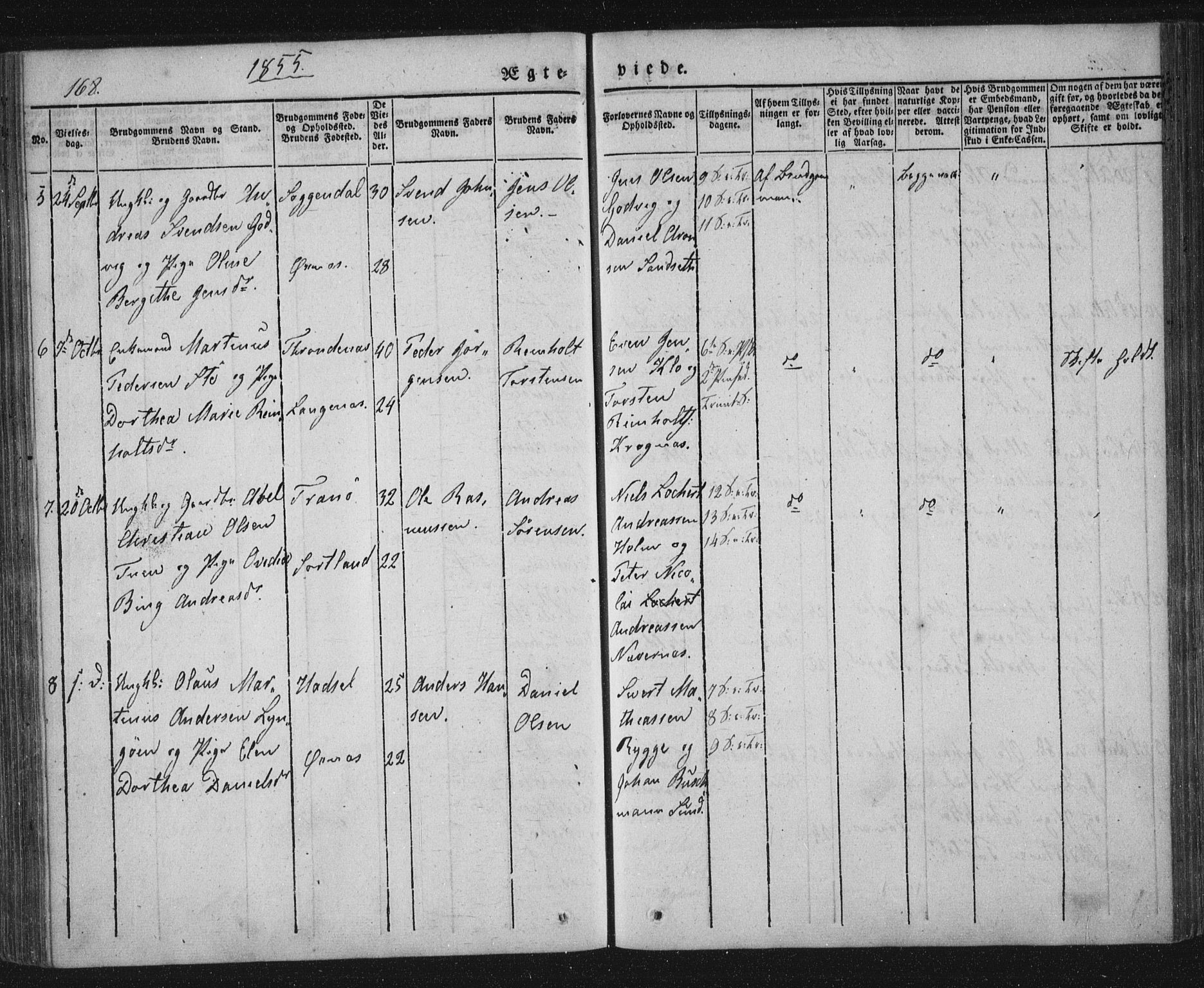 Ministerialprotokoller, klokkerbøker og fødselsregistre - Nordland, AV/SAT-A-1459/893/L1332: Parish register (official) no. 893A05, 1841-1858, p. 168