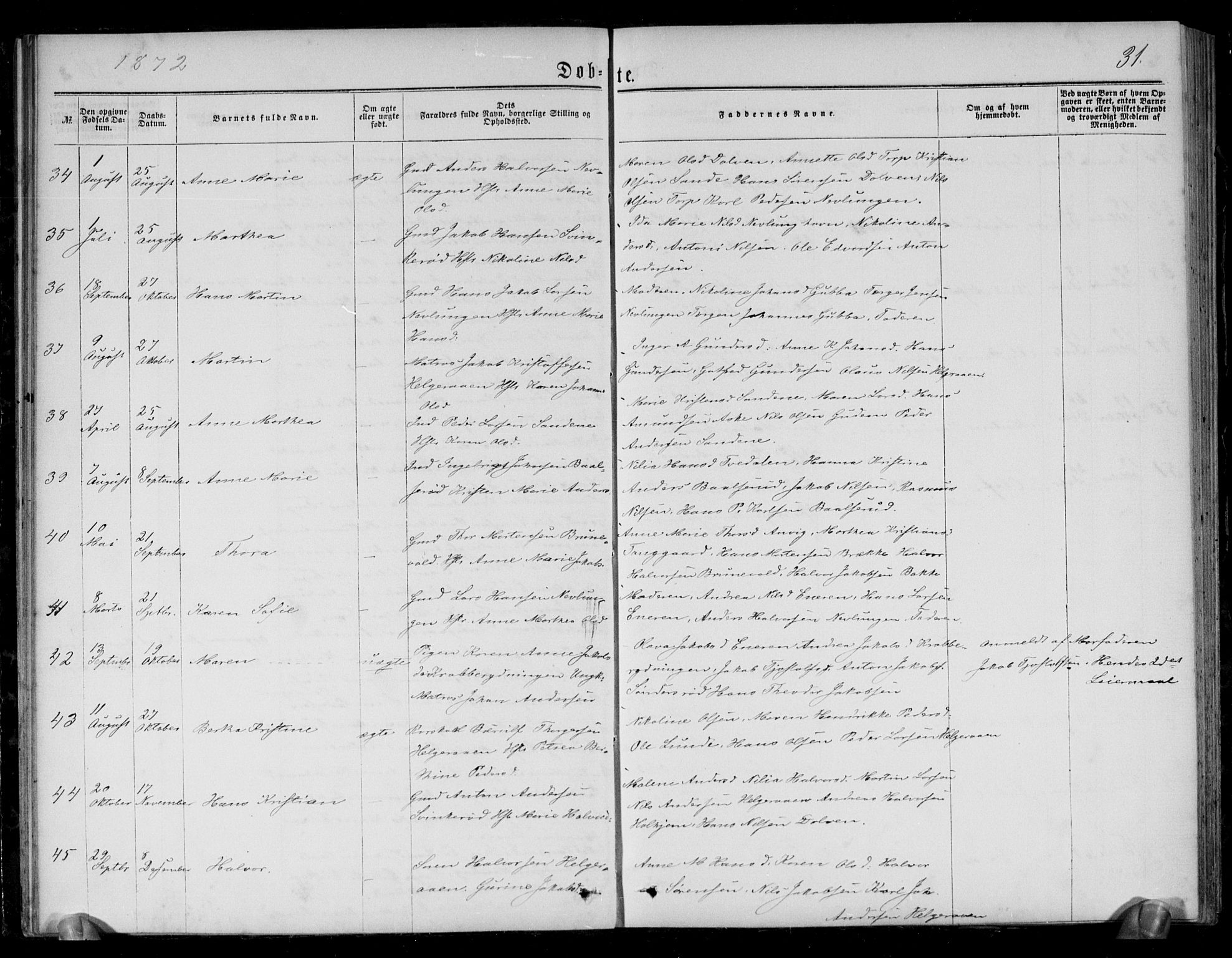 Brunlanes kirkebøker, AV/SAKO-A-342/G/Gb/L0001: Parish register (copy) no. II 1, 1866-1877, p. 31