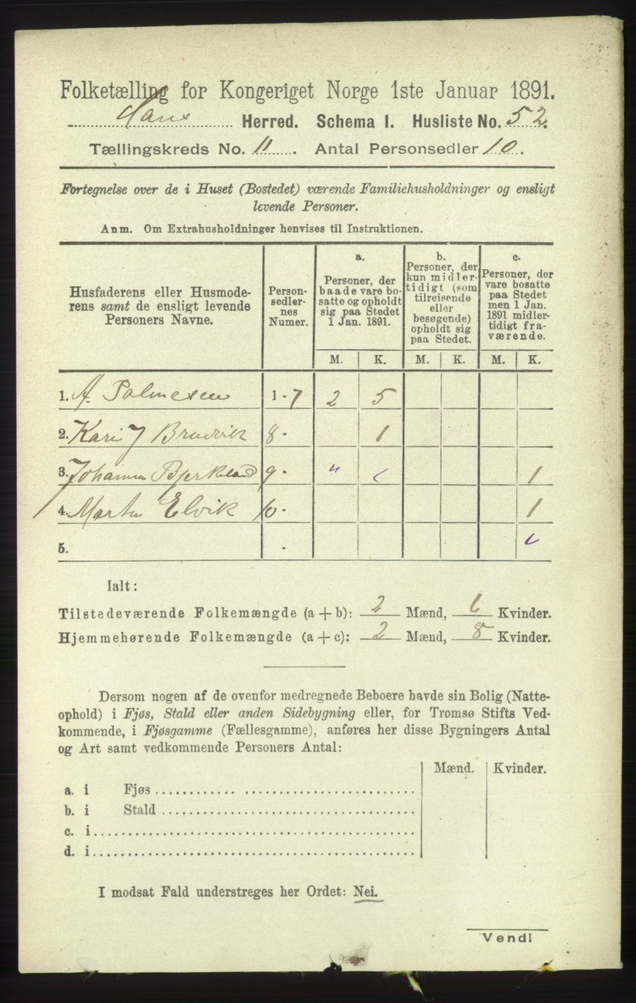 RA, 1891 census for 1250 Haus, 1891, p. 4319