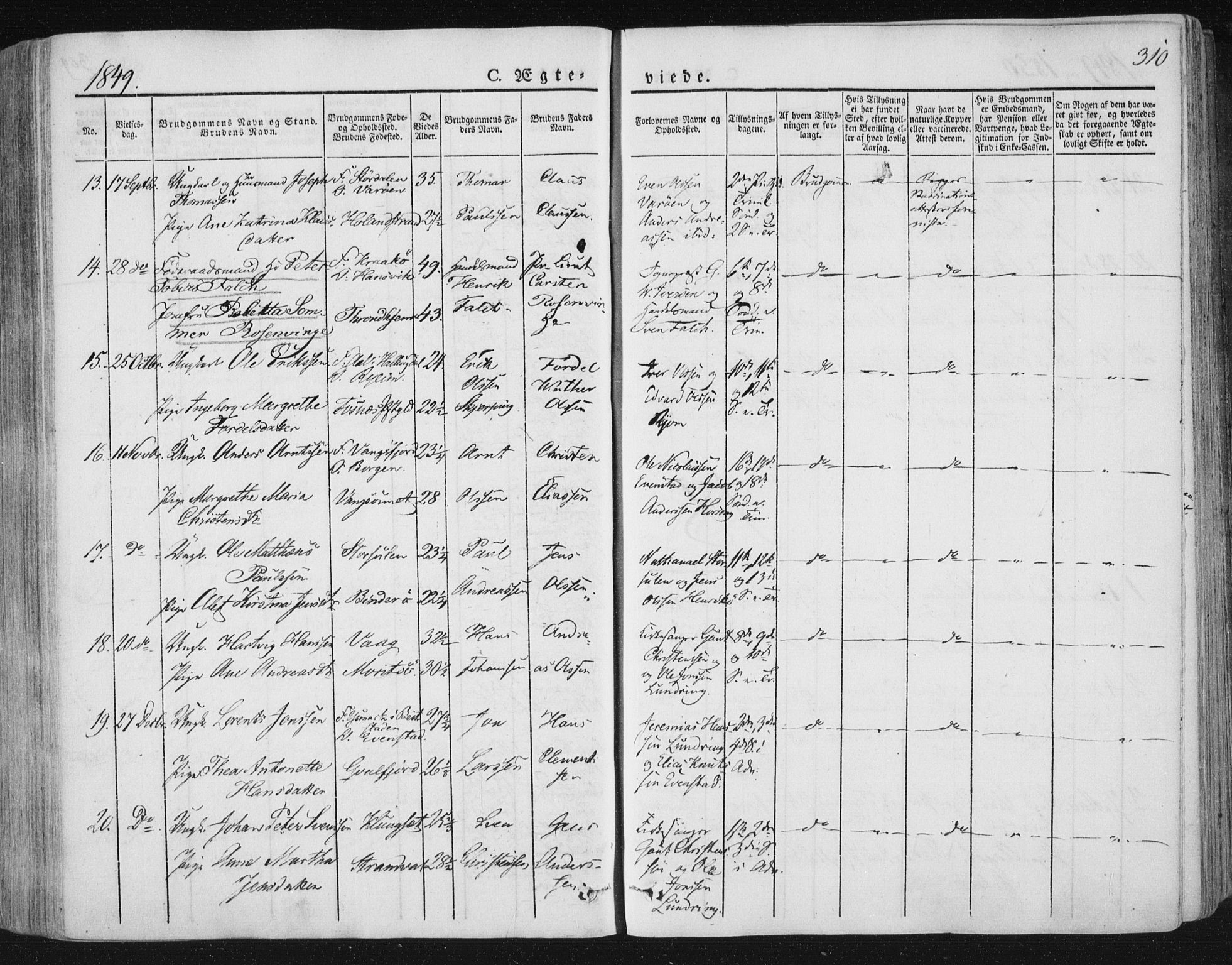 Ministerialprotokoller, klokkerbøker og fødselsregistre - Nord-Trøndelag, SAT/A-1458/784/L0669: Parish register (official) no. 784A04, 1829-1859, p. 310