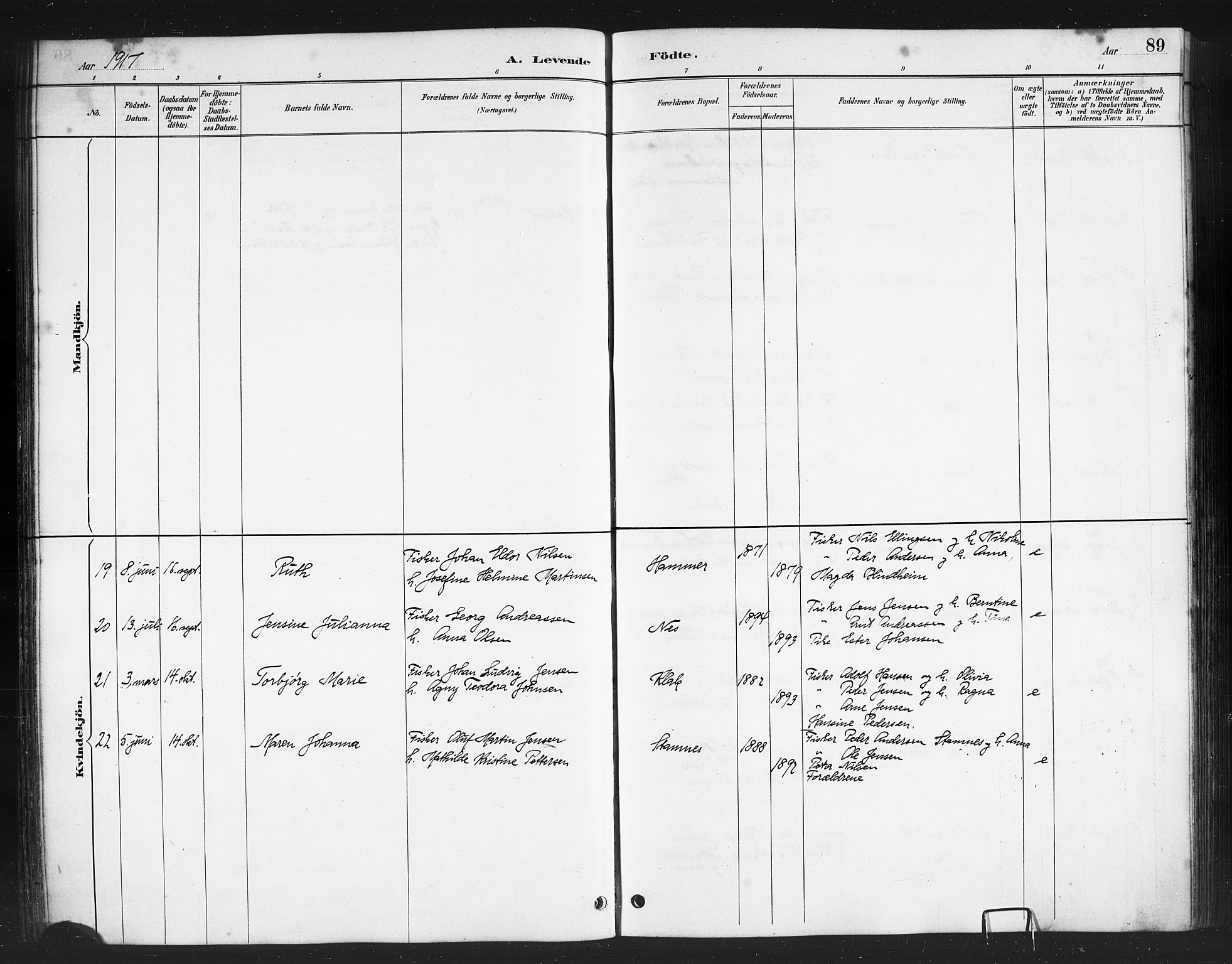 Ministerialprotokoller, klokkerbøker og fødselsregistre - Nordland, AV/SAT-A-1459/808/L0131: Parish register (copy) no. 808C02, 1879-1919, p. 89