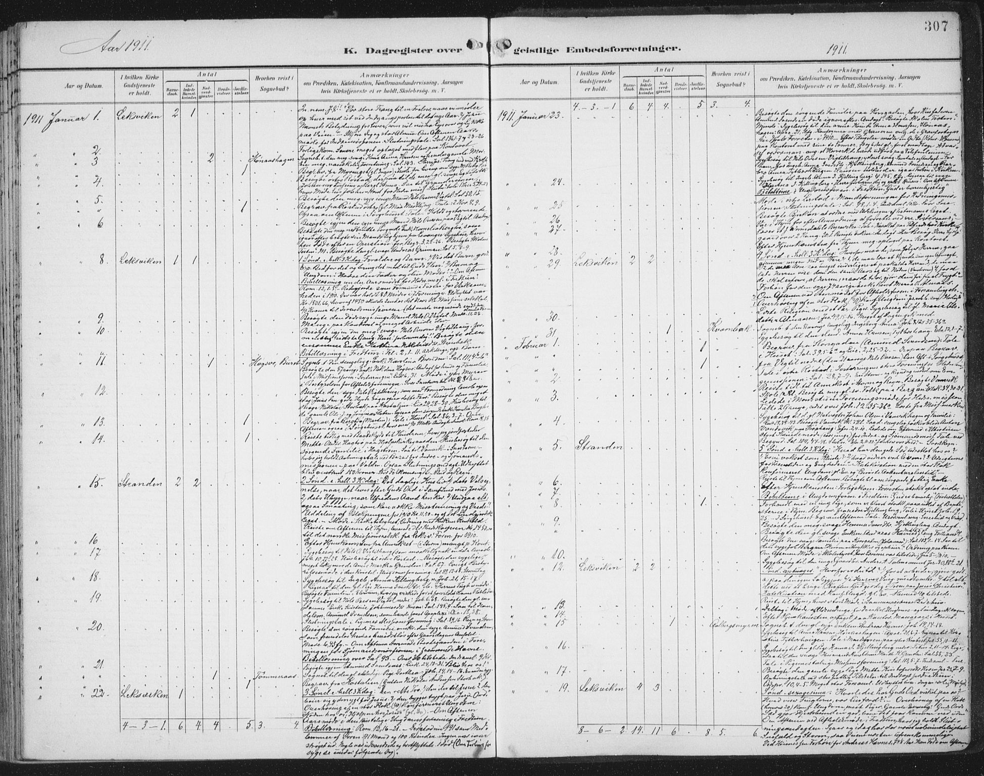 Ministerialprotokoller, klokkerbøker og fødselsregistre - Nord-Trøndelag, SAT/A-1458/701/L0011: Parish register (official) no. 701A11, 1899-1915, p. 307