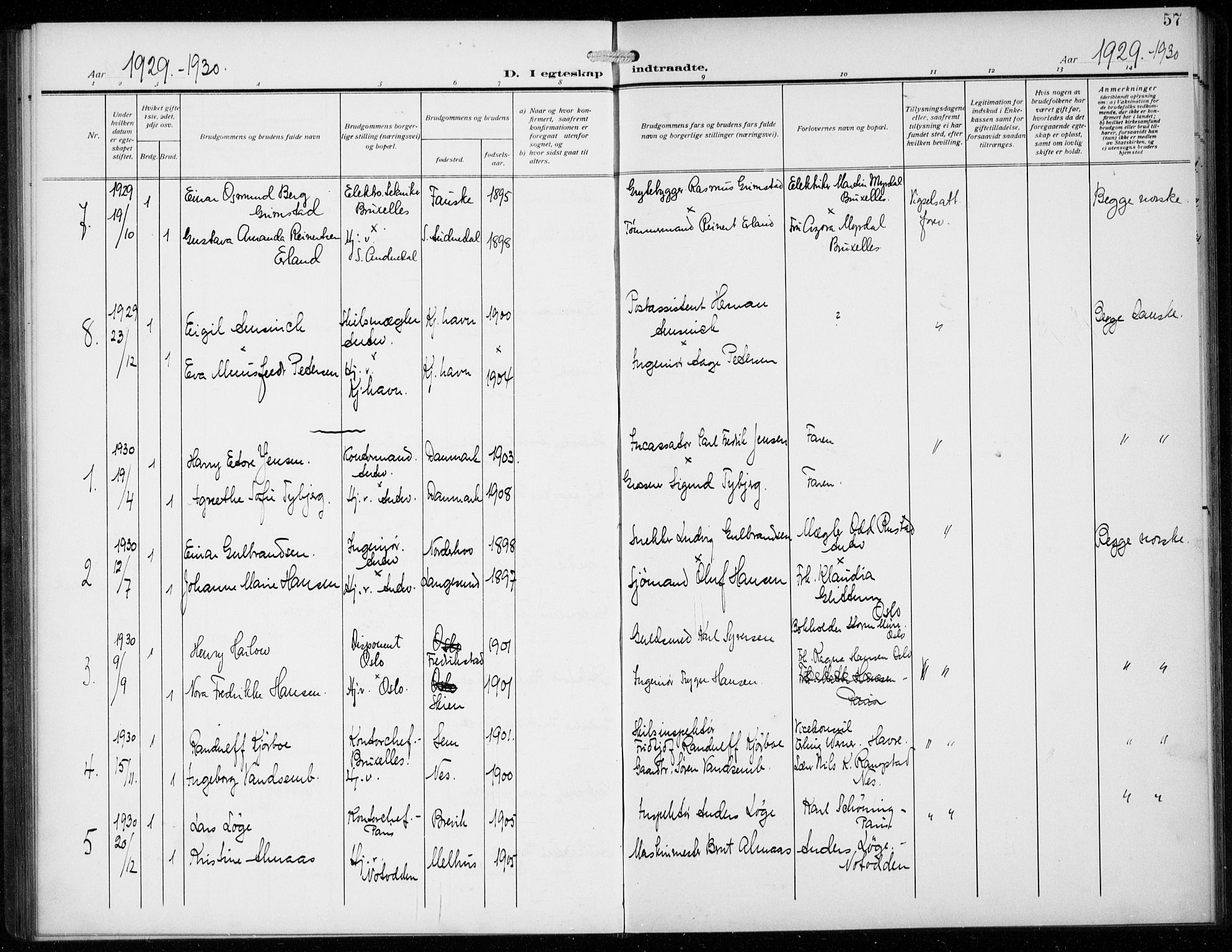 Den norske sjømannsmisjon i utlandet/Antwerpen, AV/SAB-SAB/PA-0105/H/Ha/L0003: Parish register (official) no. A 3, 1914-1930, p. 57