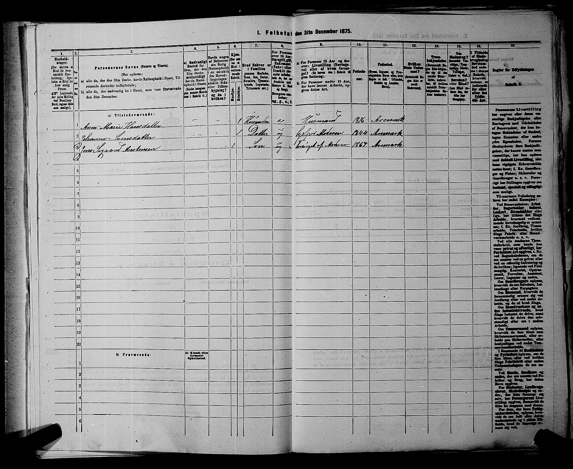 RA, 1875 census for 0118P Aremark, 1875, p. 40