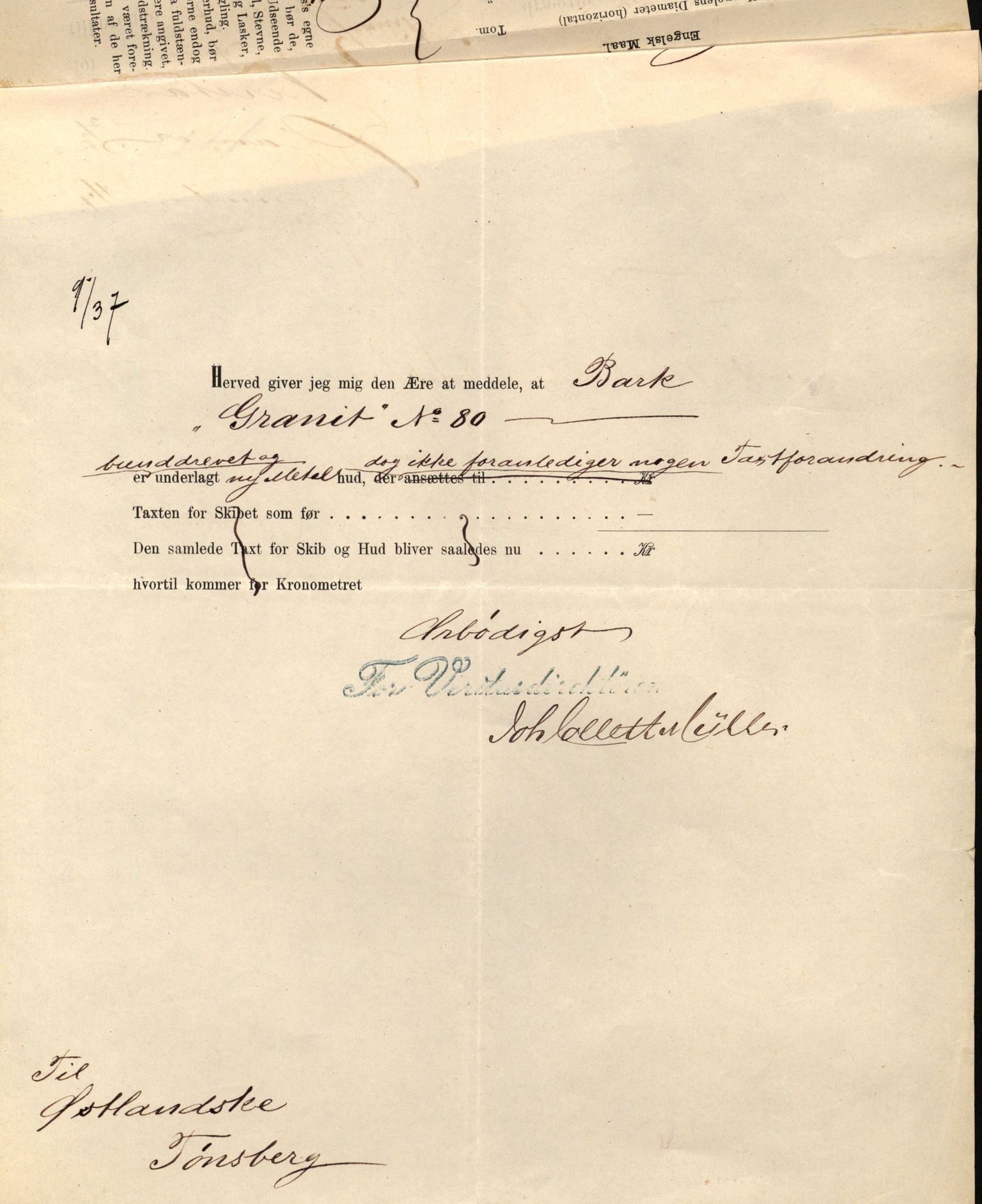 Pa 63 - Østlandske skibsassuranceforening, VEMU/A-1079/G/Ga/L0021/0006: Havaridokumenter / Gøthe, Granit, Granen, Harmonie, Lindsay, 1888, p. 17