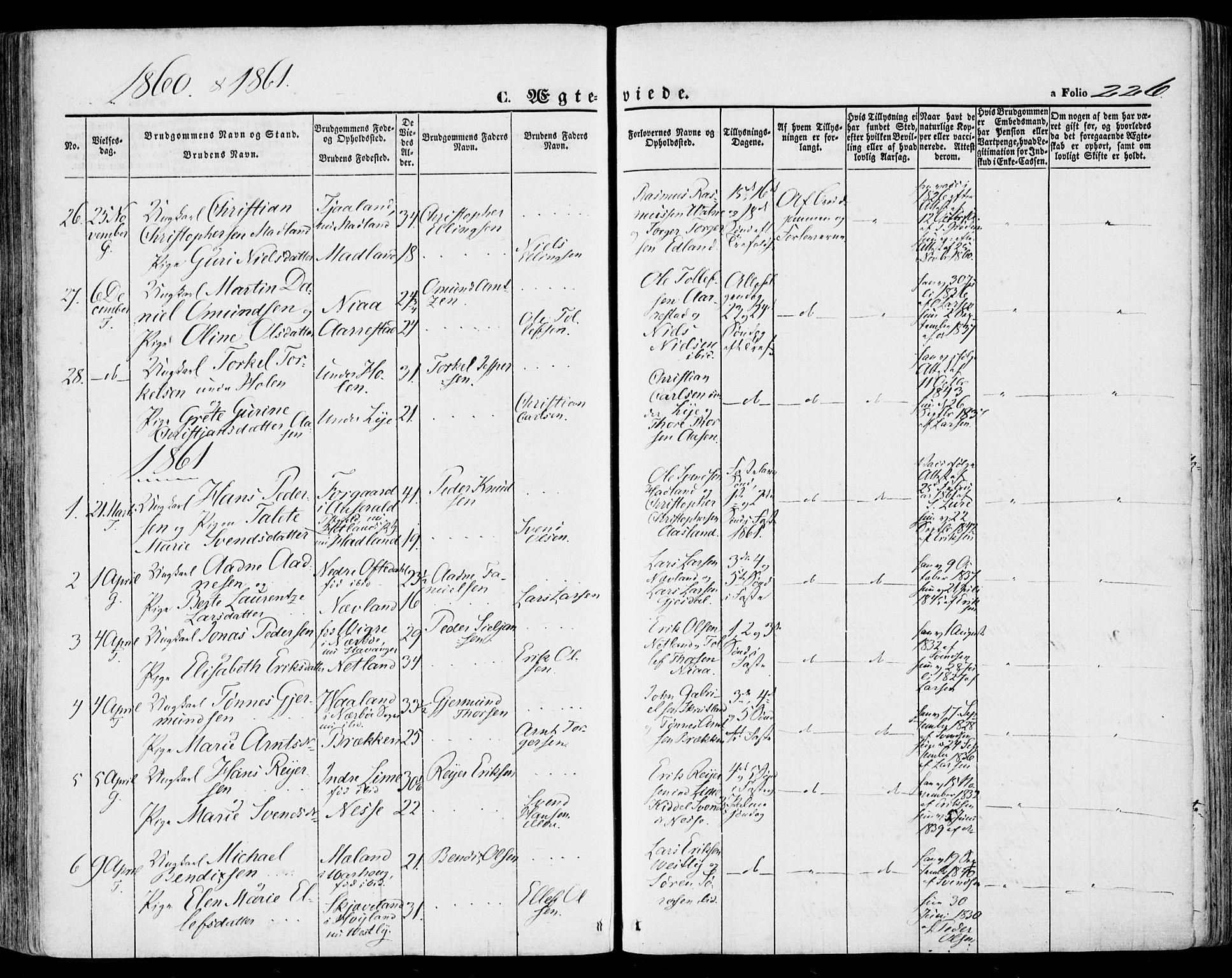 Lye sokneprestkontor, AV/SAST-A-101794/001/30BA/L0007: Parish register (official) no. A 6, 1856-1871, p. 226