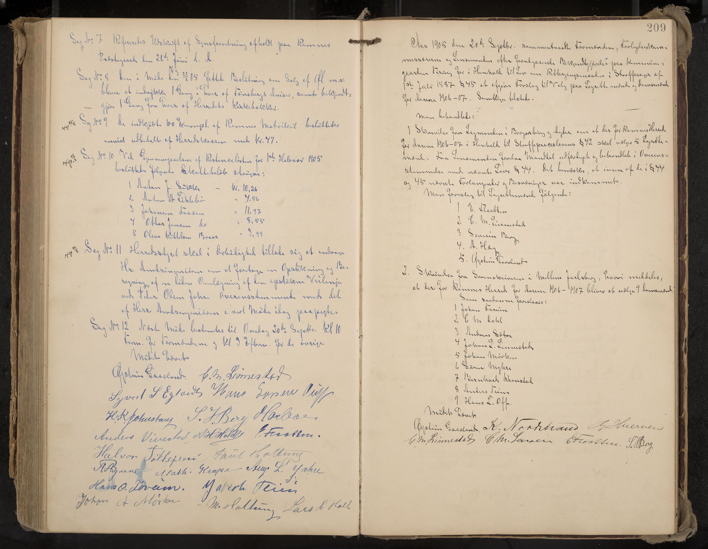 Ramnes formannskap og sentraladministrasjon, IKAK/0718021/A/Aa/L0004: Møtebok, 1892-1907, p. 209