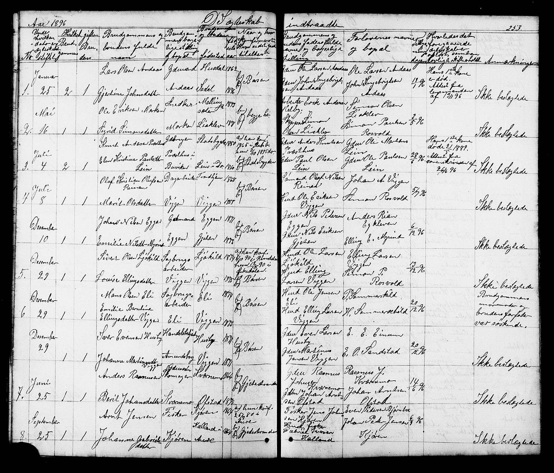 Ministerialprotokoller, klokkerbøker og fødselsregistre - Sør-Trøndelag, AV/SAT-A-1456/665/L0777: Parish register (copy) no. 665C02, 1867-1915, p. 253